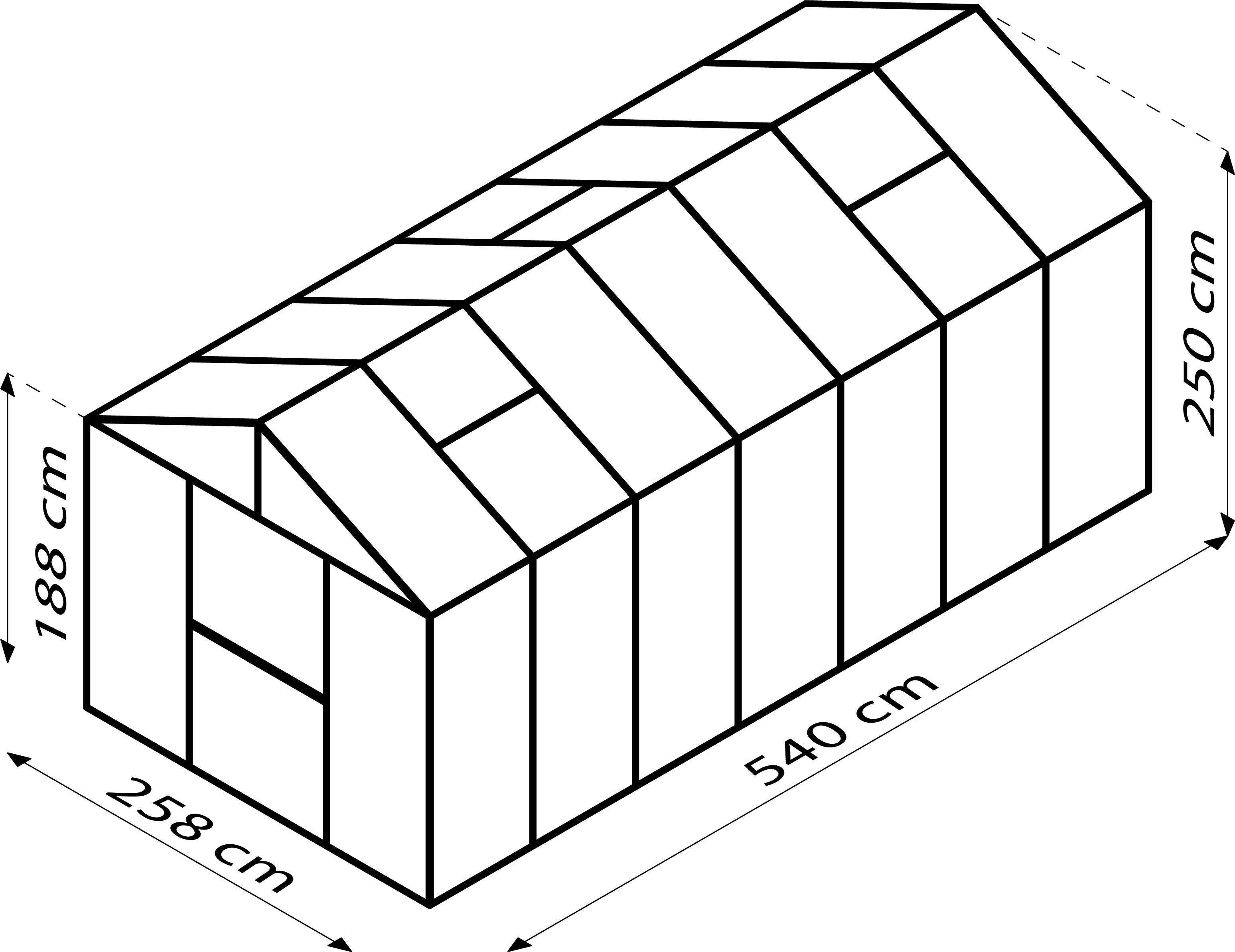 Vitavia Gewächshaus-Set Zeus 13800 HKP 10 mm schwarz 266 x 547 cm 