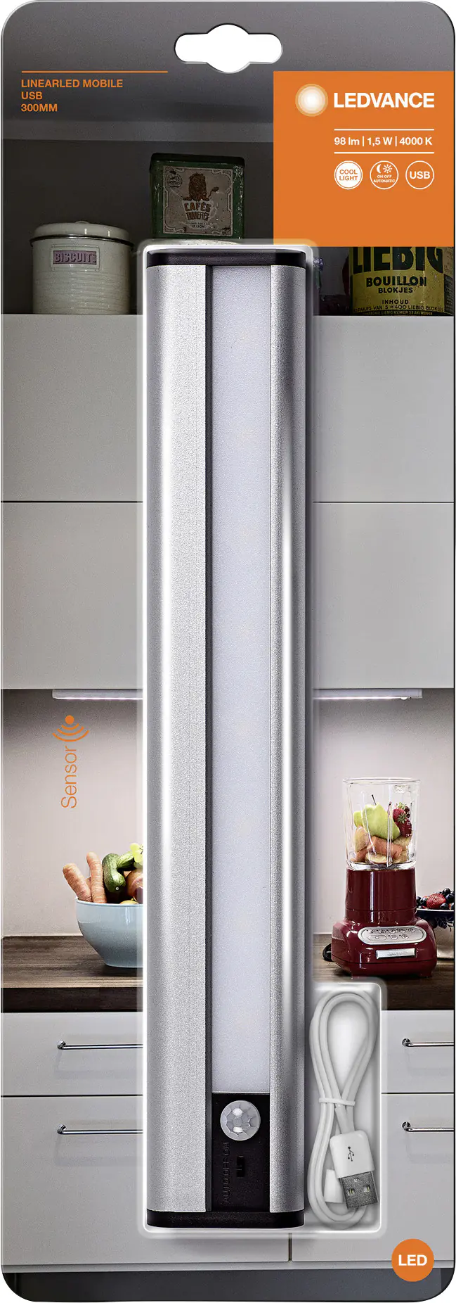 Osram LED Unterbauleuchte LinearLED Mobile USB 300 silber mit Sensor