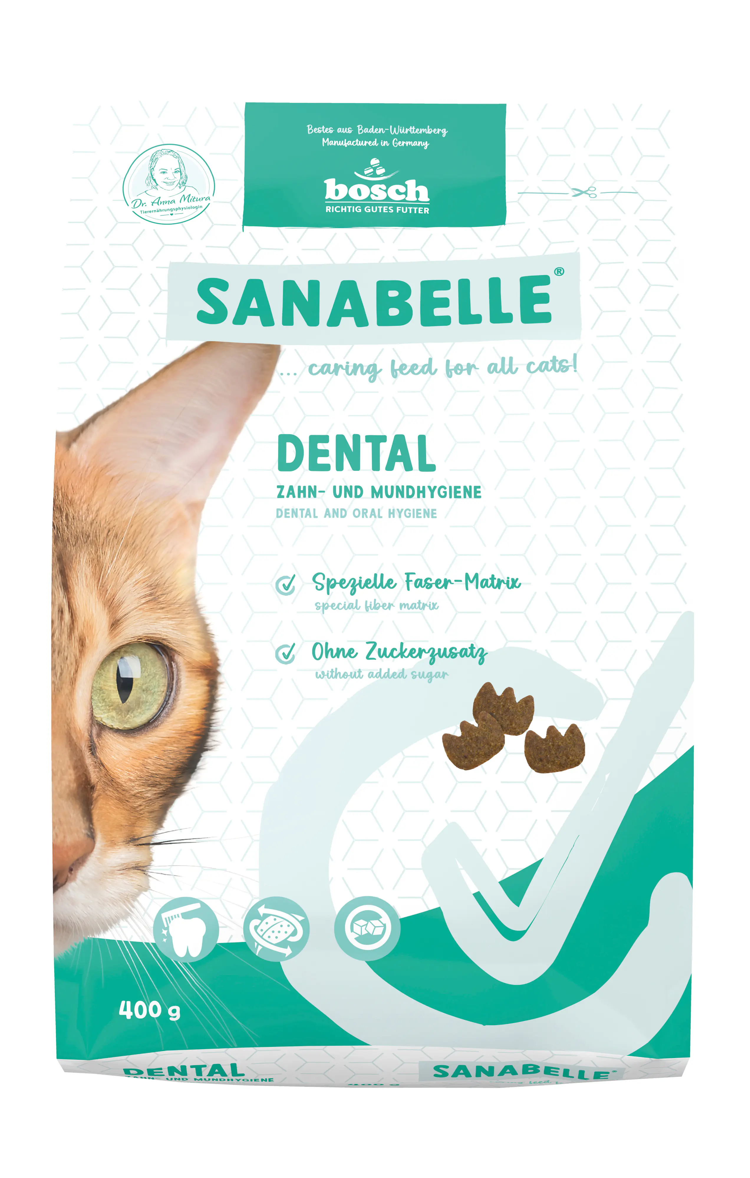 Sanabelle Katzentrockenfutter Adult Dental mit Geflügel unterstützt die Mundhygiene 400 g