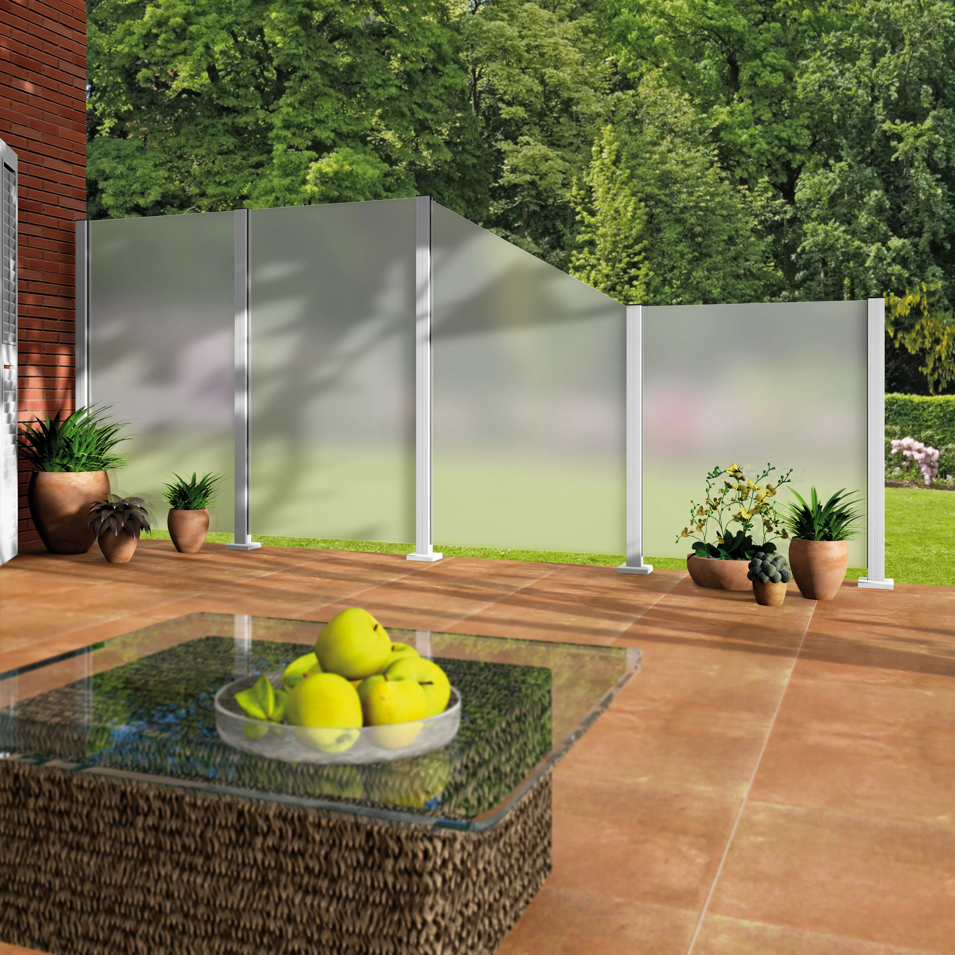 Ambiente Glaszaun Erweiterungsset Klarglas mit Siebdruck 187 x 55,7 cm weiß Ambiente Glaszaun Erweiterungsset Klarglas mit Siebdruck 187 x 55,7 cm weiß