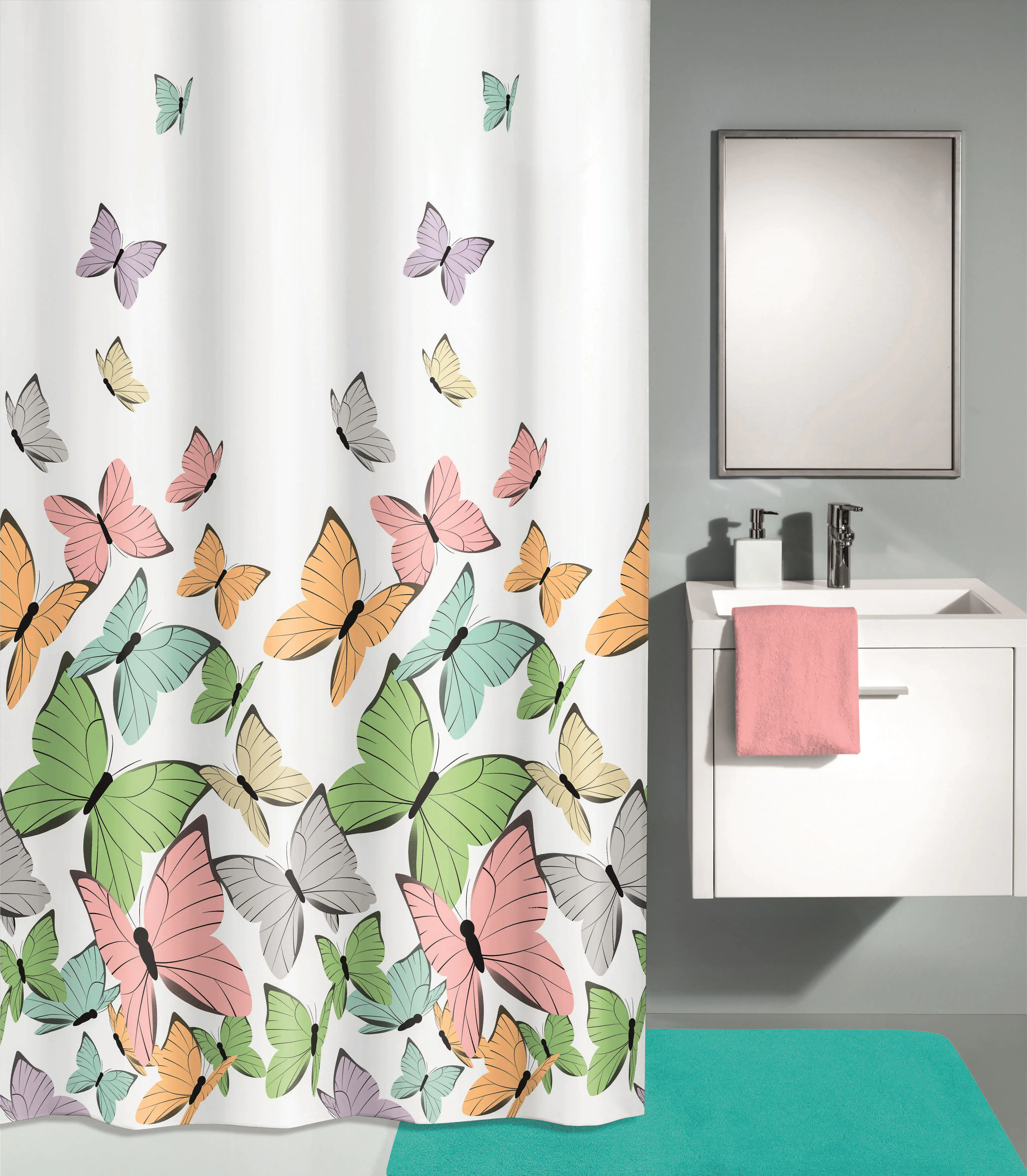 Kleine Wolke Duschvorhang Schmetterling multicolor, 180x200 cm