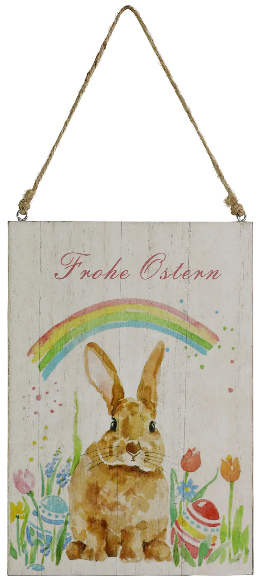 Türschild Frohe Ostern mit Hase 20 x 14 cm bunt