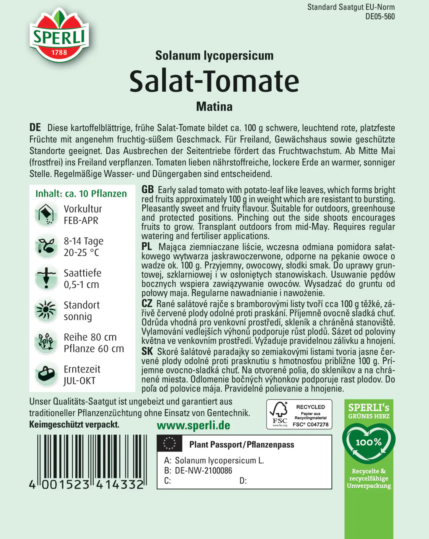 Sperli Salat-Tomate Matina Sperli Salat-Tomate Matina