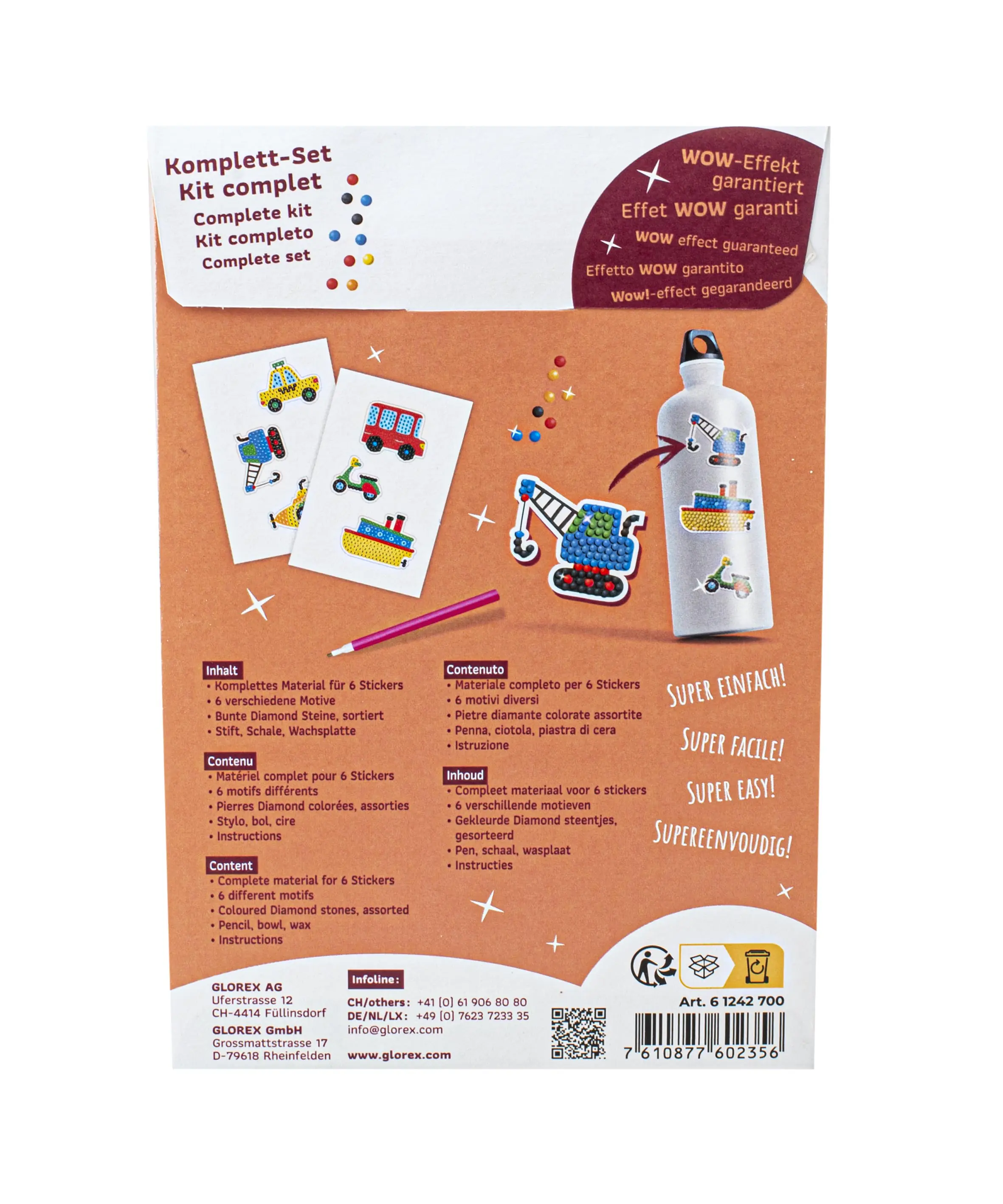 Glorex Diamond Painting Stickers Fahrzeuge 6 Motive