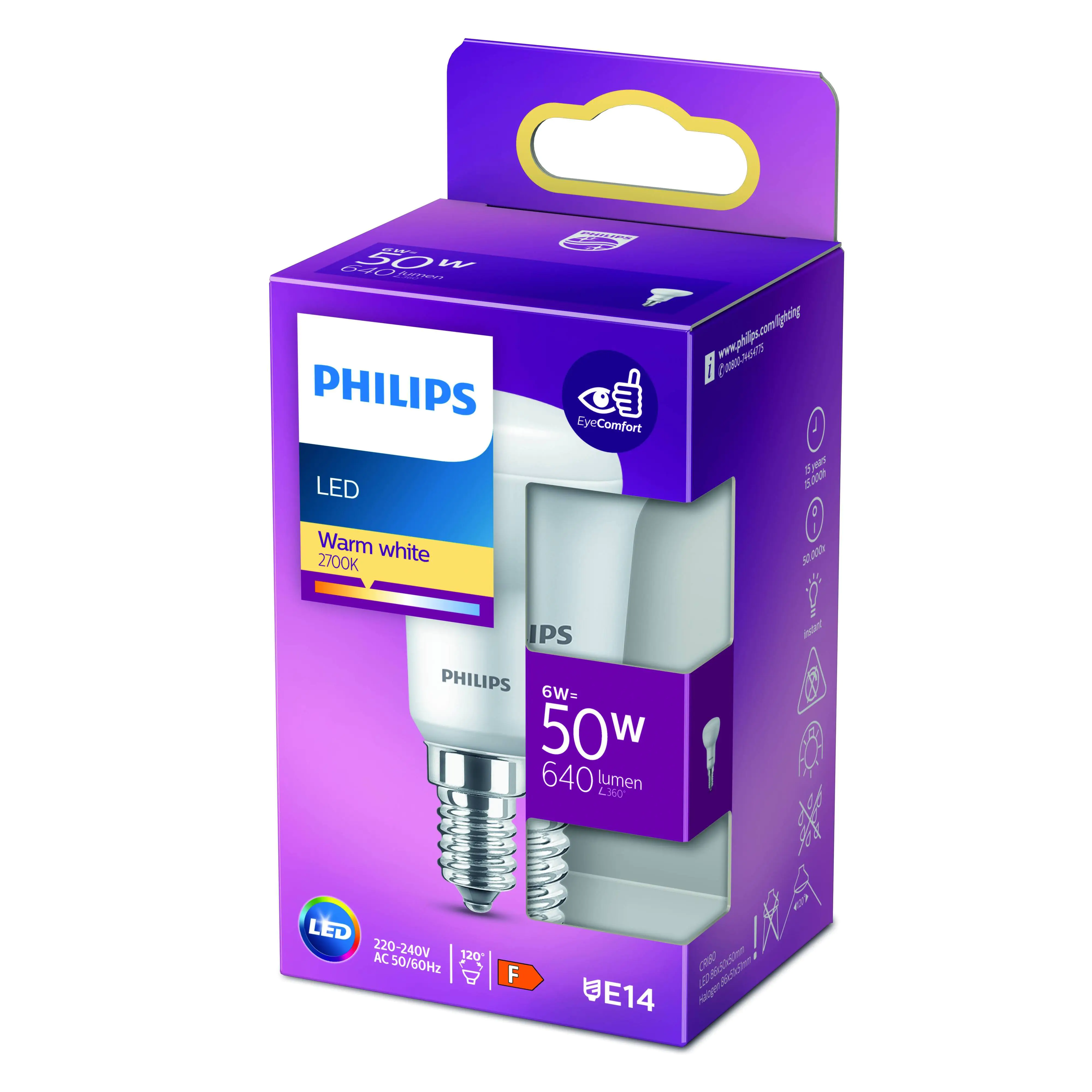 Philips LED-Leuchtmittel Spot R50 E14 6W warmweiß