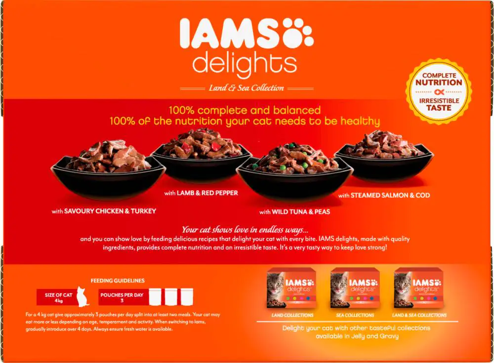 Iams Delights Katzennassfutter Land & See Collection in Sauce 12 x 85 g