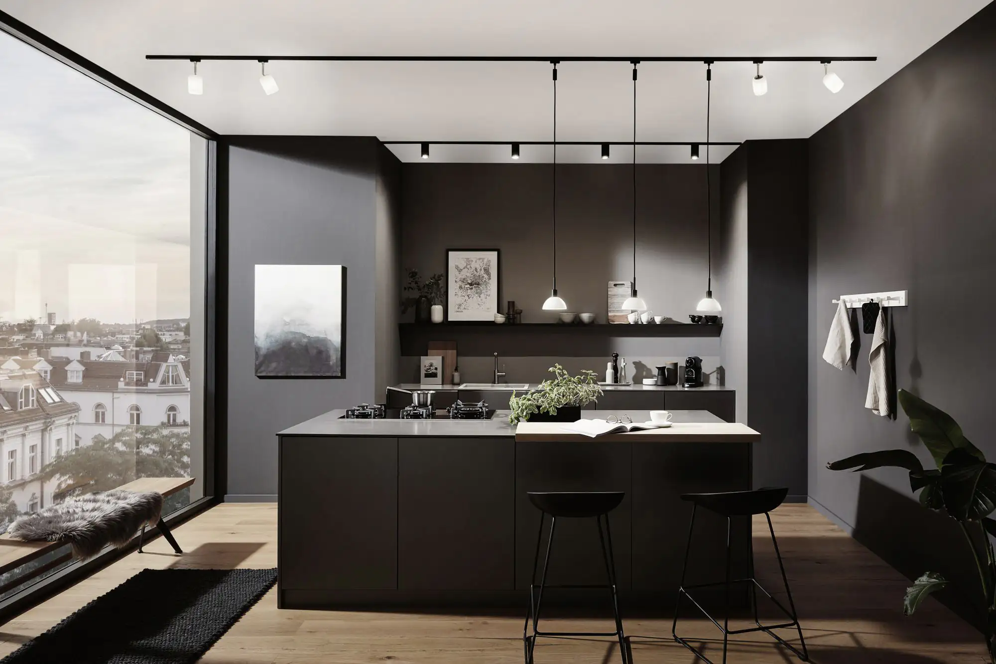 Paulmann URail Pendel Sarrasani E14 schwarz matt opal 1,40 m max. 20 W