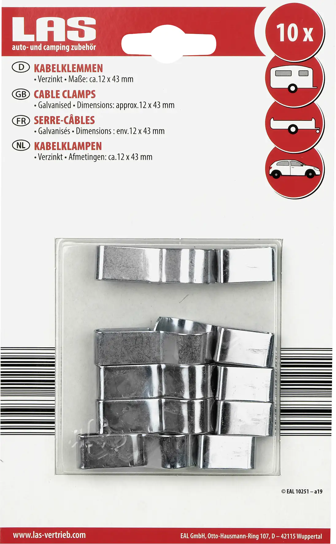 LAS Kabelklemmen verzinkt 12x43mm