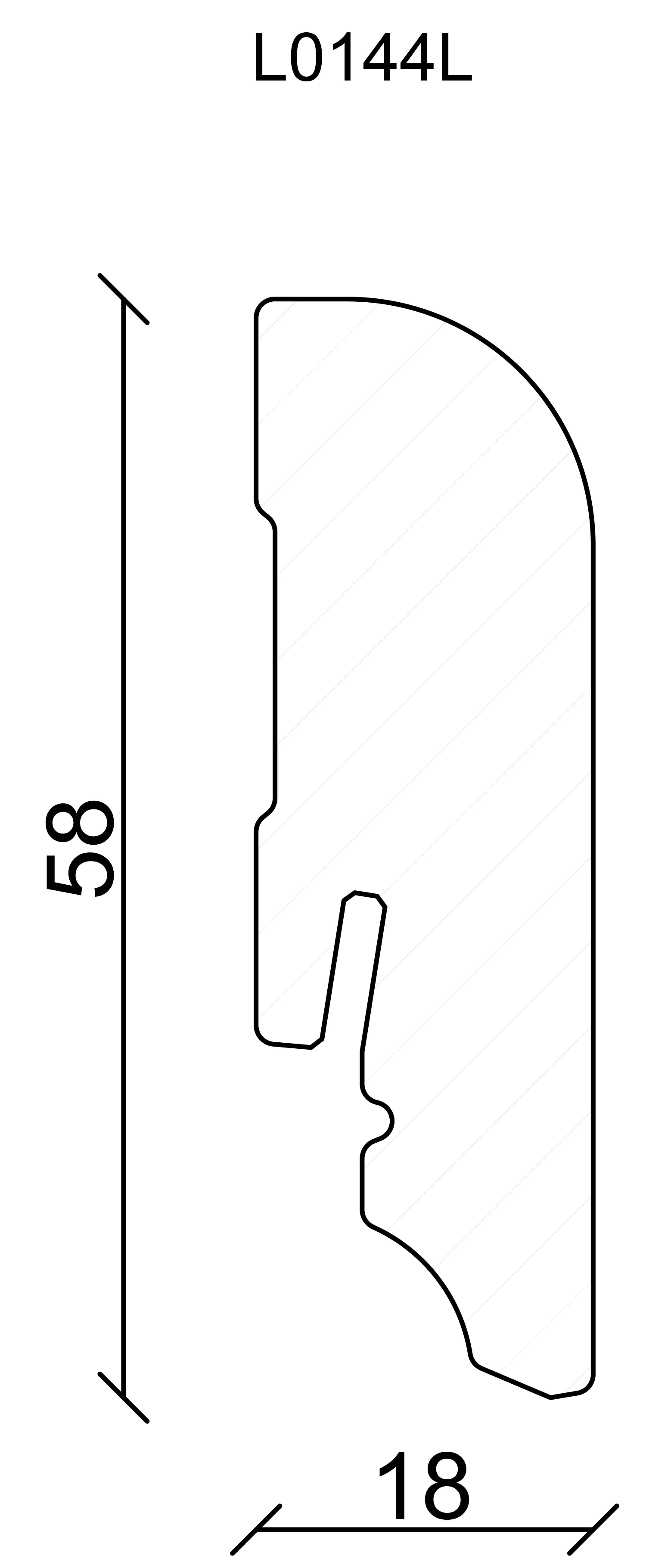FN Neuhofer Sockelleiste gerundet 240 cm 58 x 18 mm Fichte oder Kiefer