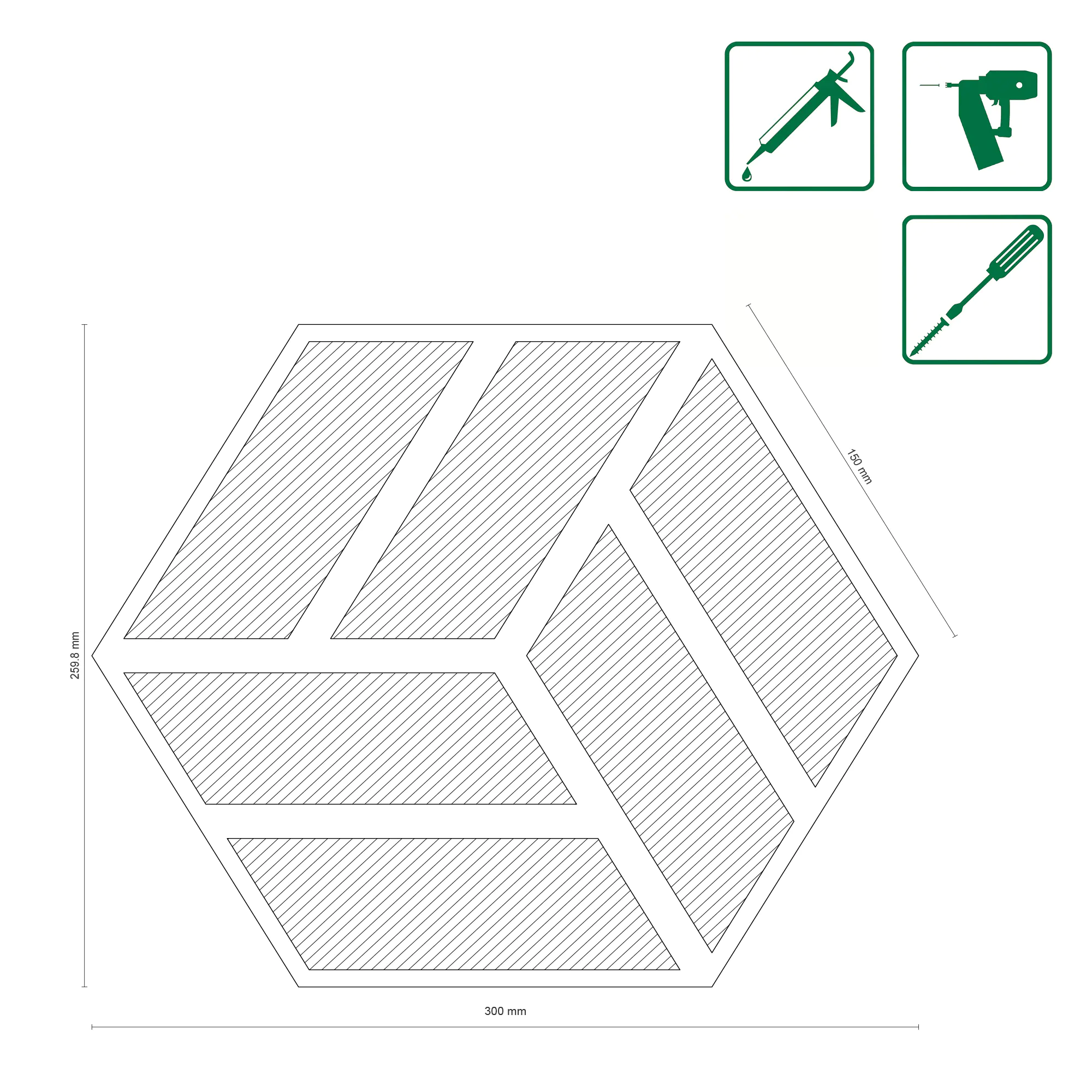 Neuhofer Akustikpaneele Hexago Oceansplash 30 x 26 x 1,9 cm 