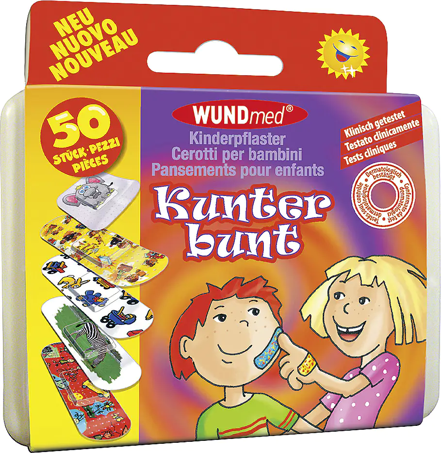 Wundmed Kinderpflaster Kunterbunt 50 Stück