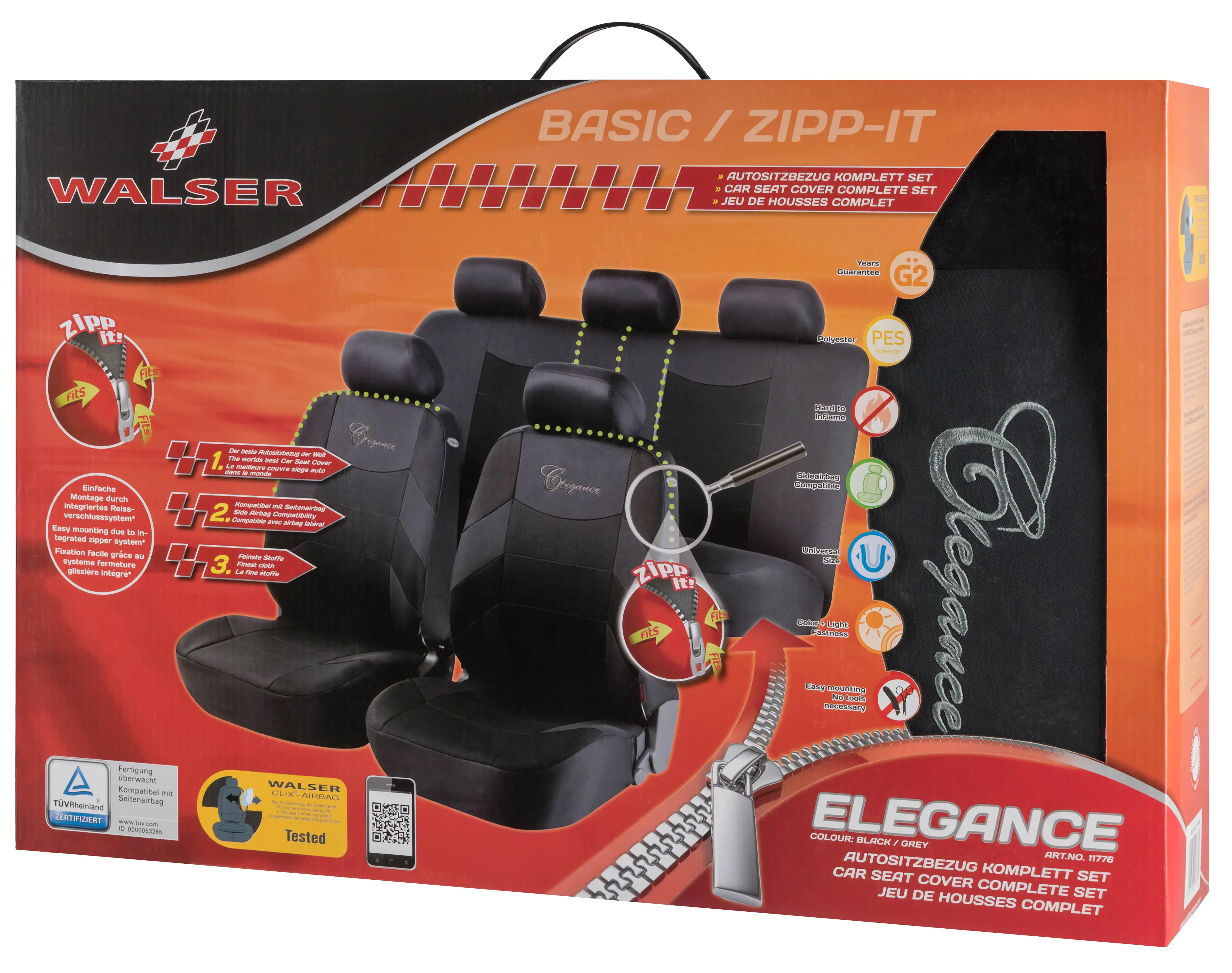 Walser Autositzbezug Basic Elegance Komplett-Set schwarz grau Walser Autositzbezug Basic Elegance Komplett-Set schwarz grau