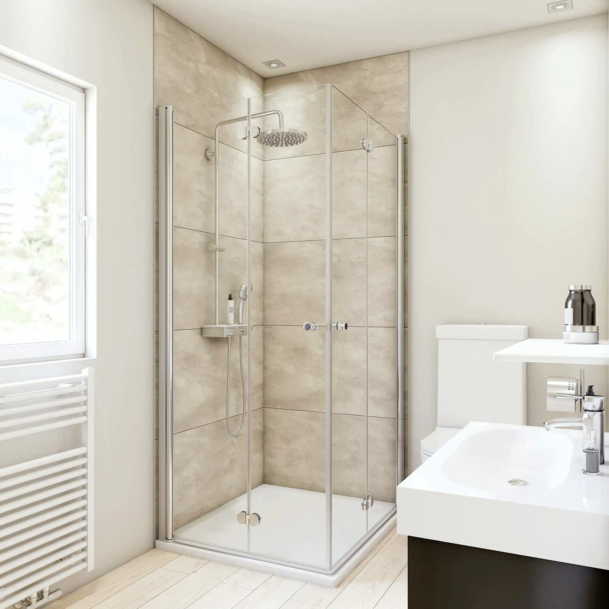 Breuer Duschrückwand Große Fliese grau Dekor 150 x 255 x 0,3 cm