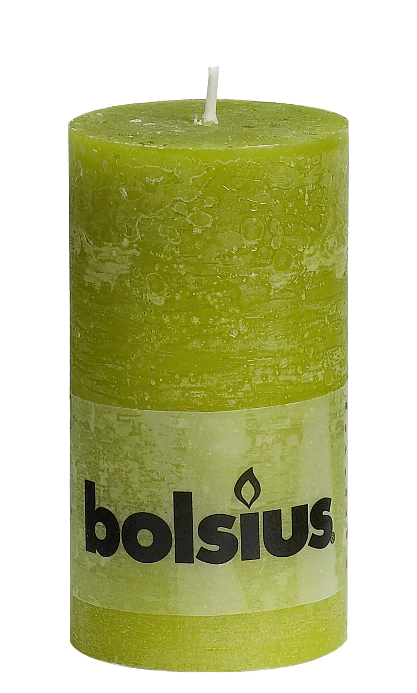 Bolsius Rustik Stumpenkerze schilfgrün, Höhe 13 cm, Ø 6,8 cm