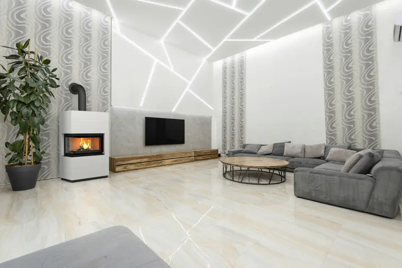 Thermia Kaminofen Integra Plus Line Stahl weiß links 8 kW Thermia Kaminofen Integra Plus Line Stahl weiß links 8 kW