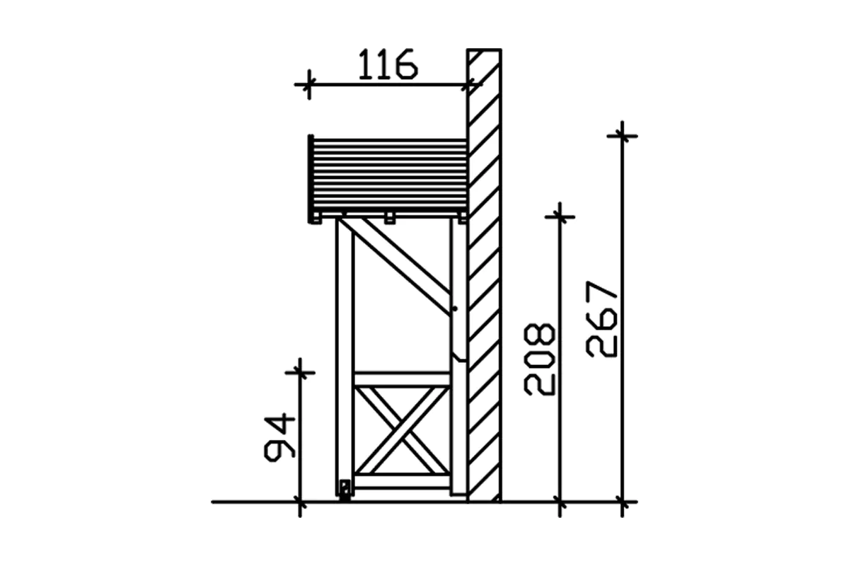 SKAN HOLZ Vordach Siegen Typ 3 247 x 116 cm, lasiert in Schiefergrau