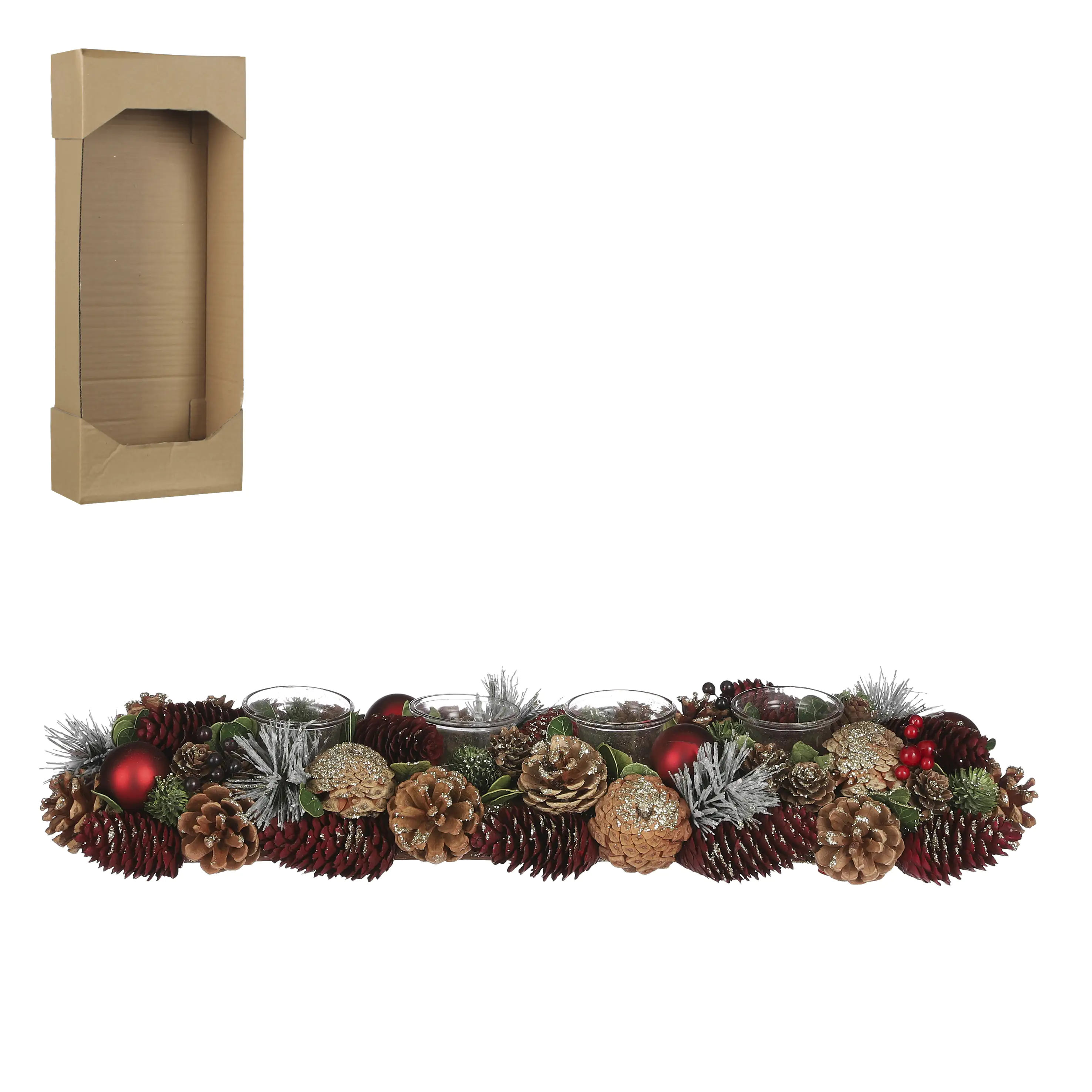 House of Seasons Tischdekoration Teelichthalter rot 54 x 16,5 x 9 cm