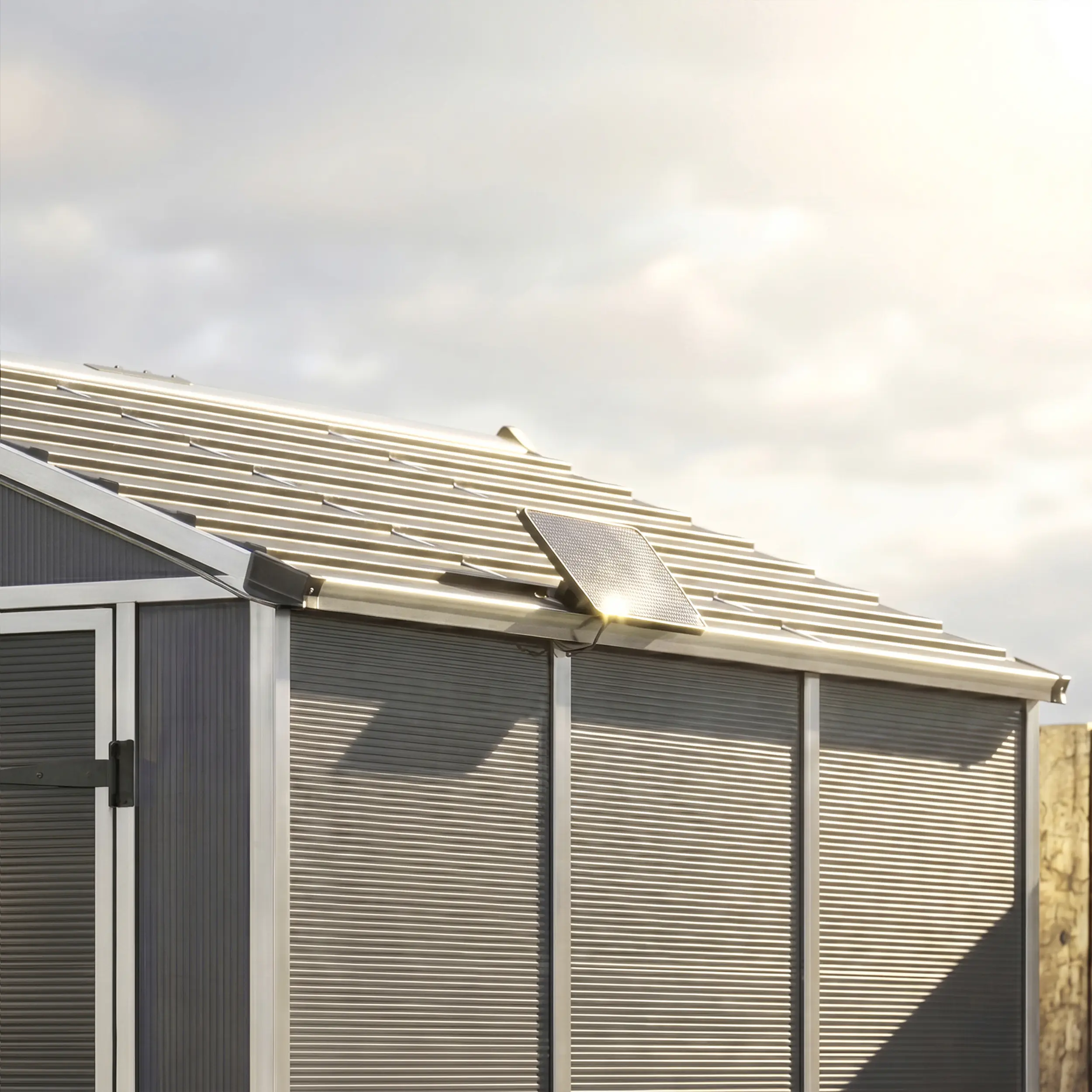Canopia Gerätehaus Rubicon 8x10 mit Solar LED Kit grau 237,1 x 302,7 cm