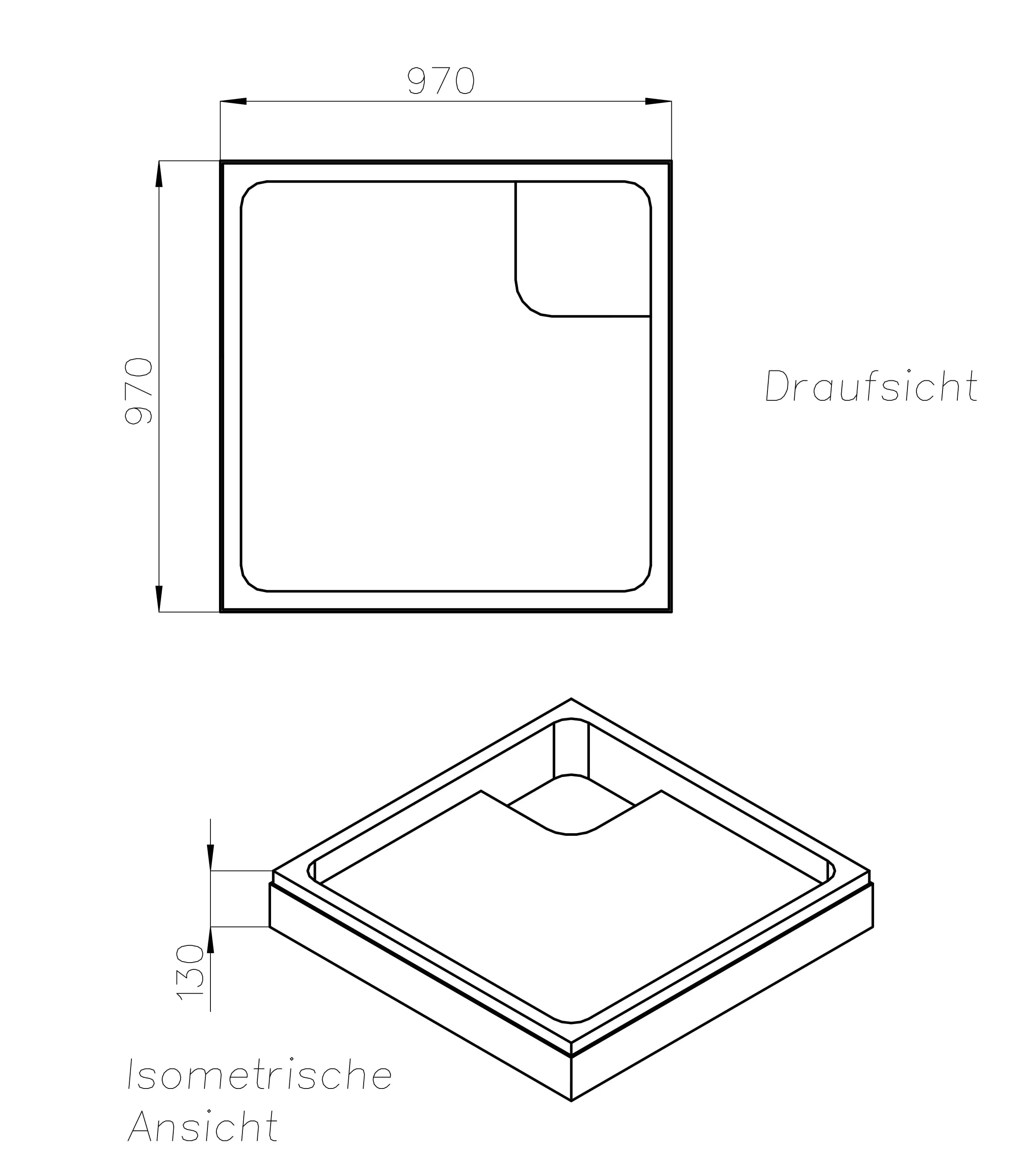 Ottofond Wannenträger Maui Q 970 x 970 mm