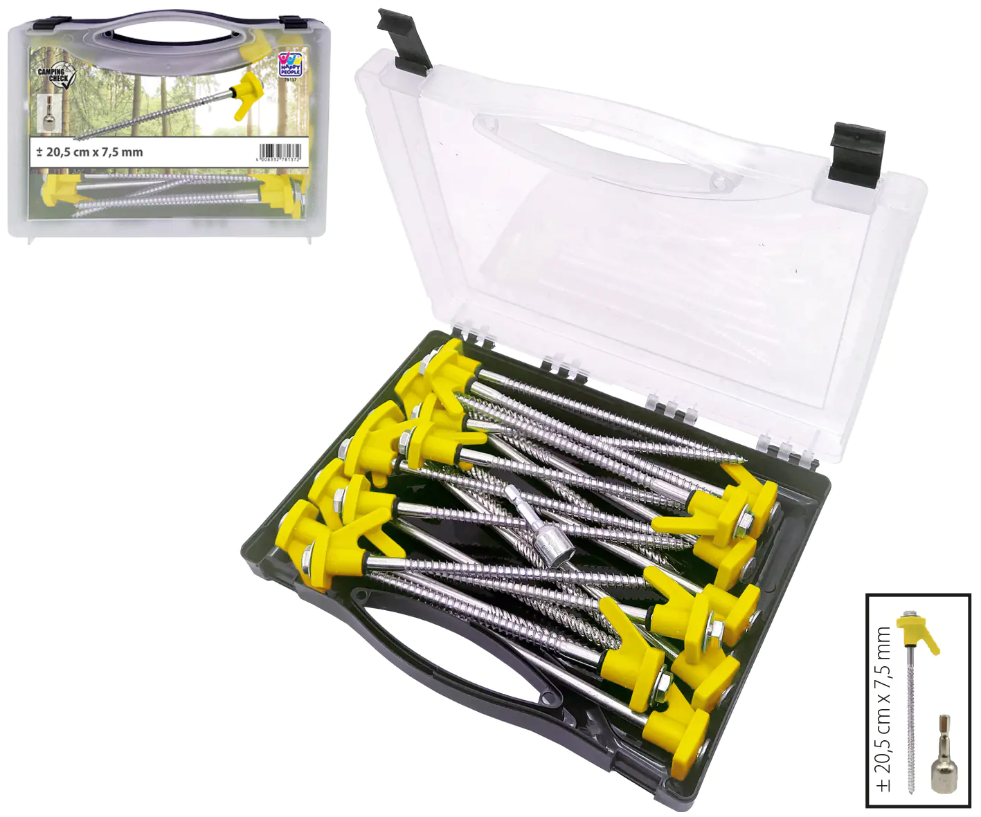 Happy People Campingbox mit Schraubnägeln schwarz