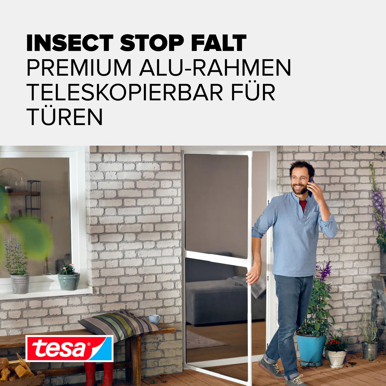 tesa Fliegenschutz-Tür FALT 100 x 220 cm anthrazit/weiß kürzbar