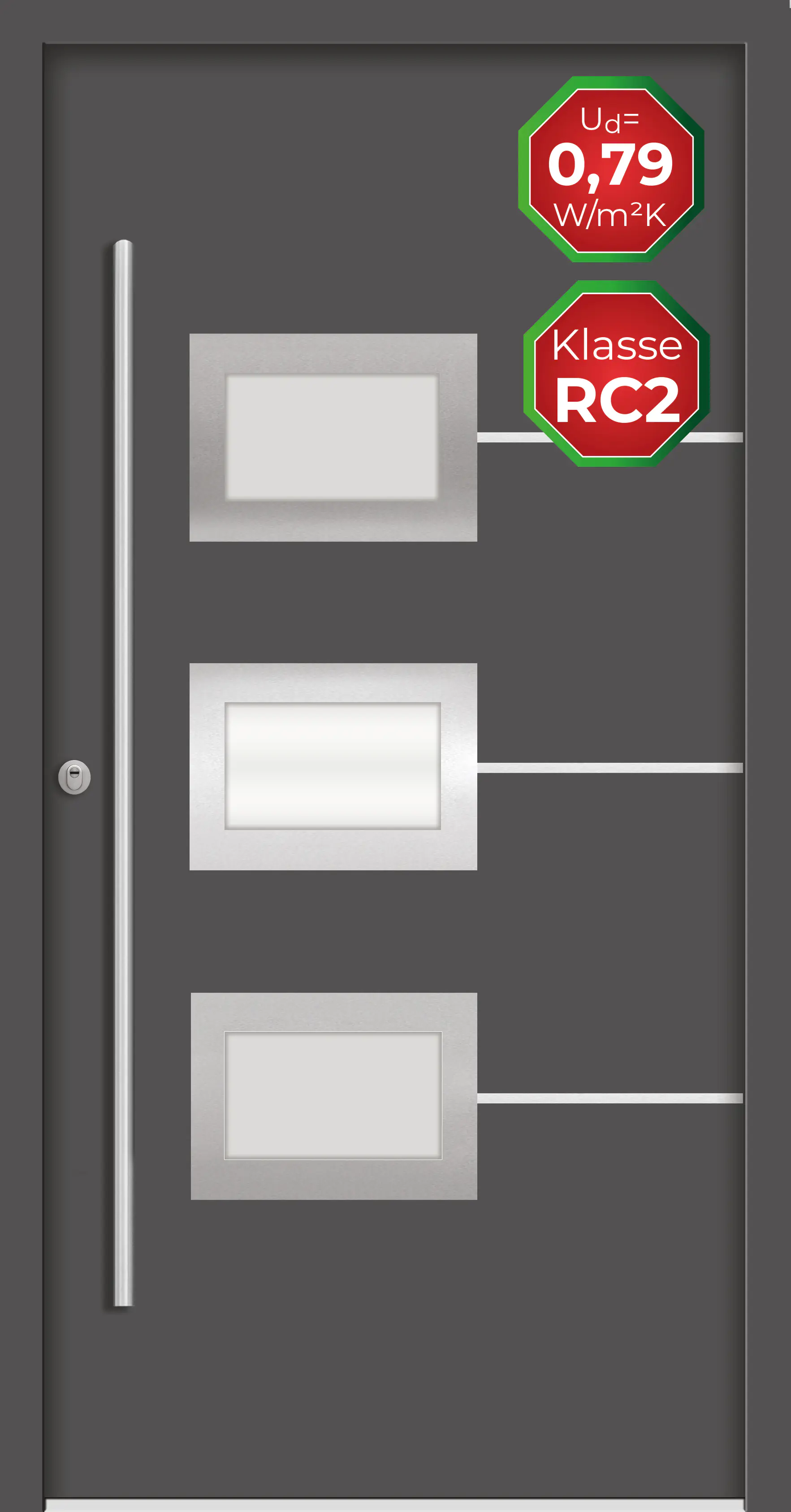 Splendoor Haustür Passivedoor Premium B03 RC2 Anthrazit DIN Links 110 x 210 cm