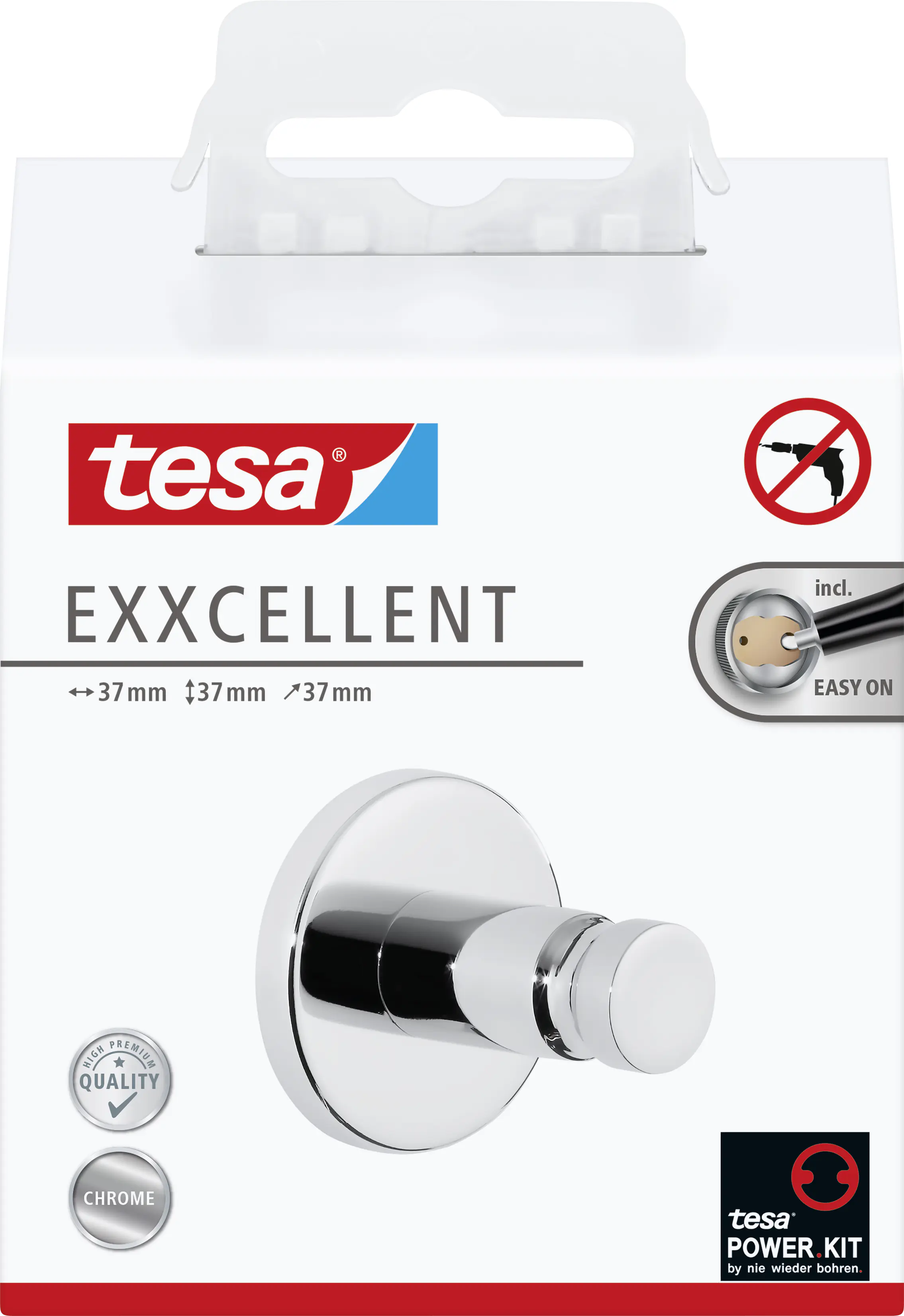 tesa Handtuchhaken Exxcellent Metall, chrom, rostfrei