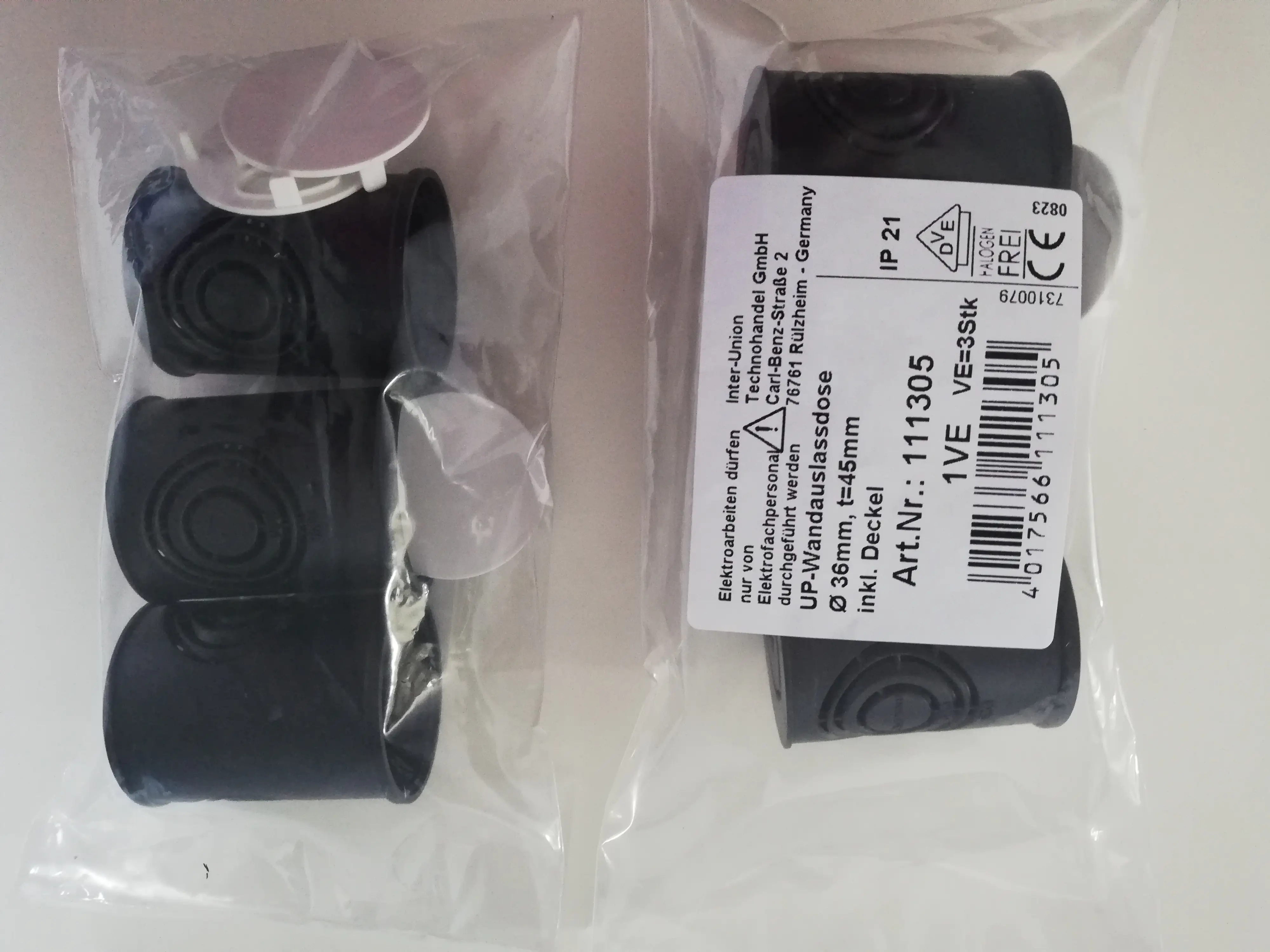 UP-Wandauslassdose mit Deckel weiß 3x, weiß