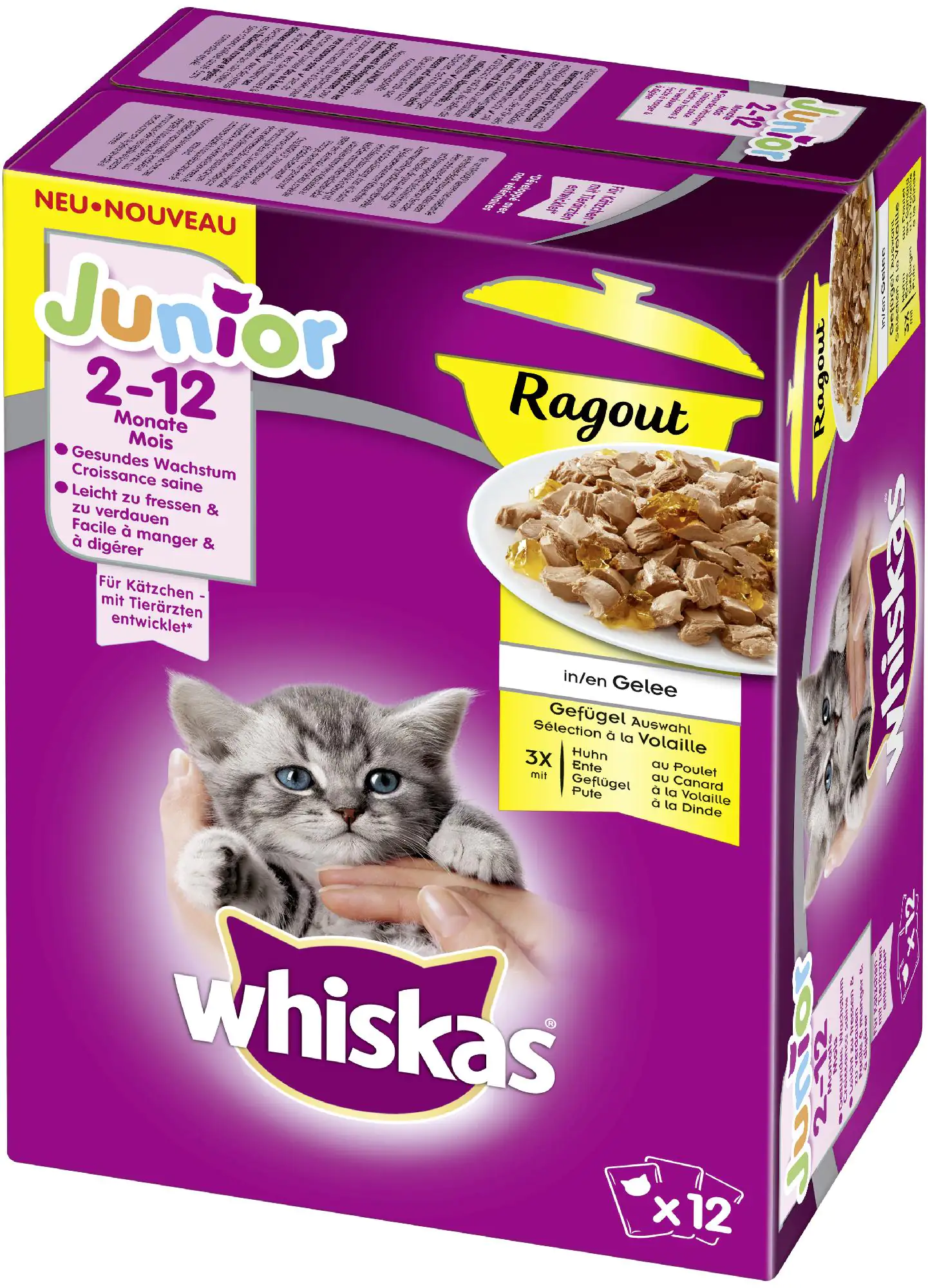 Whiskas Katzennassfutter Junior Ragout Geflügelauswahl 12 x 85 g kaufen