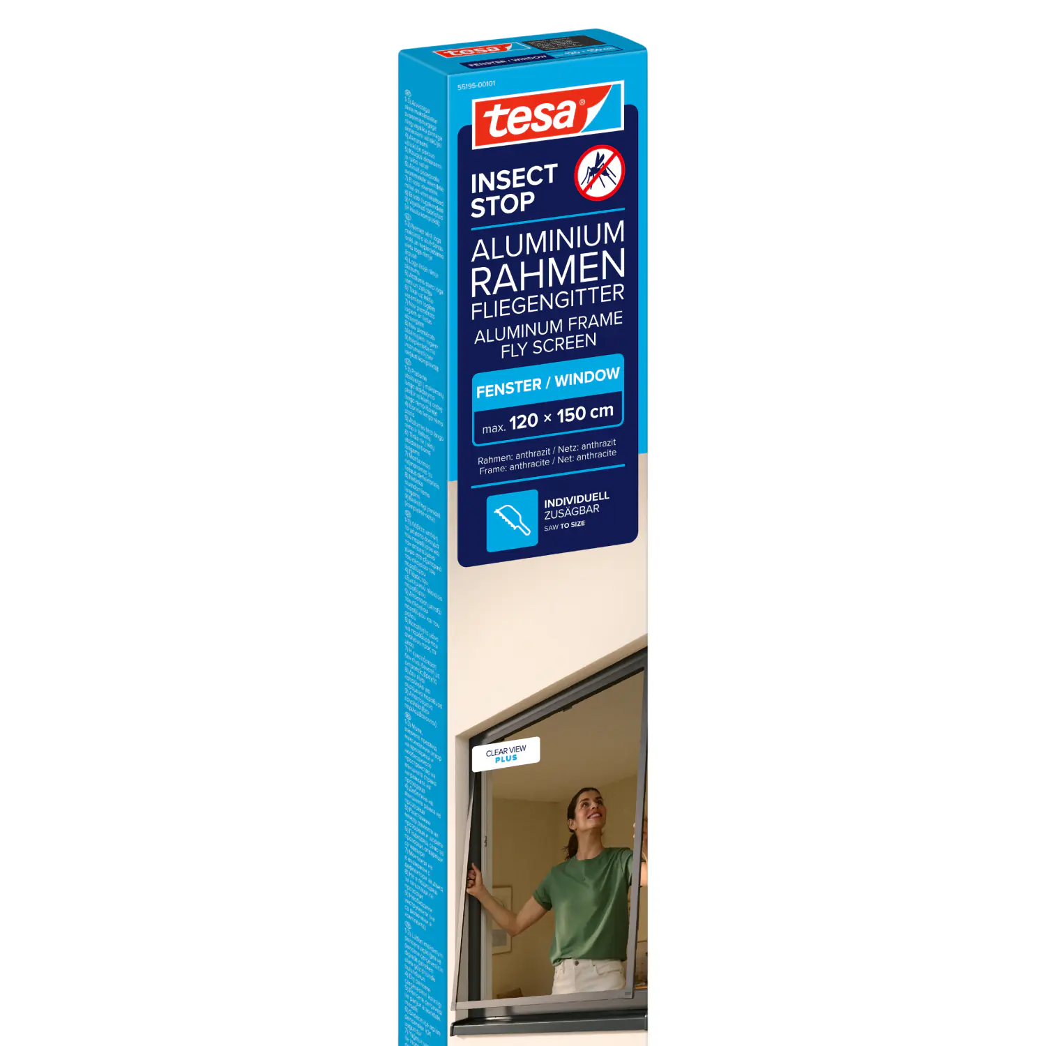 tesa Fliegengitter-Fenster Comfort im Alurahmen 120 x 150 cm anthrazit