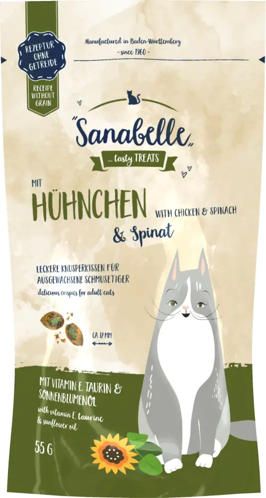 4015598018937 Sanabelle Knusperkissen Huhn & Spinat 55 g