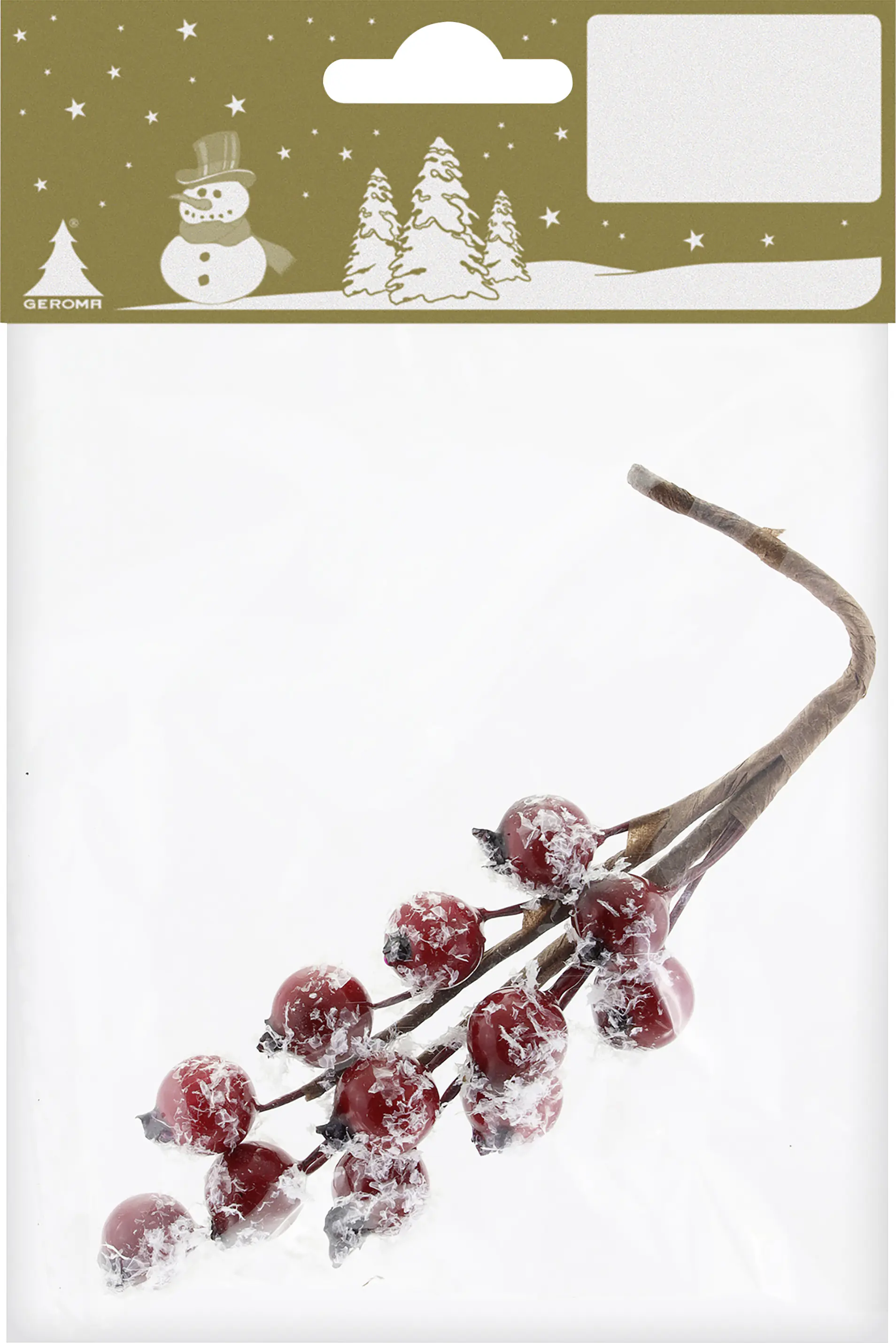 Weihnachtsdeko Beerenzweig beschneit aus Glas 15 cm rot/braun/weiß