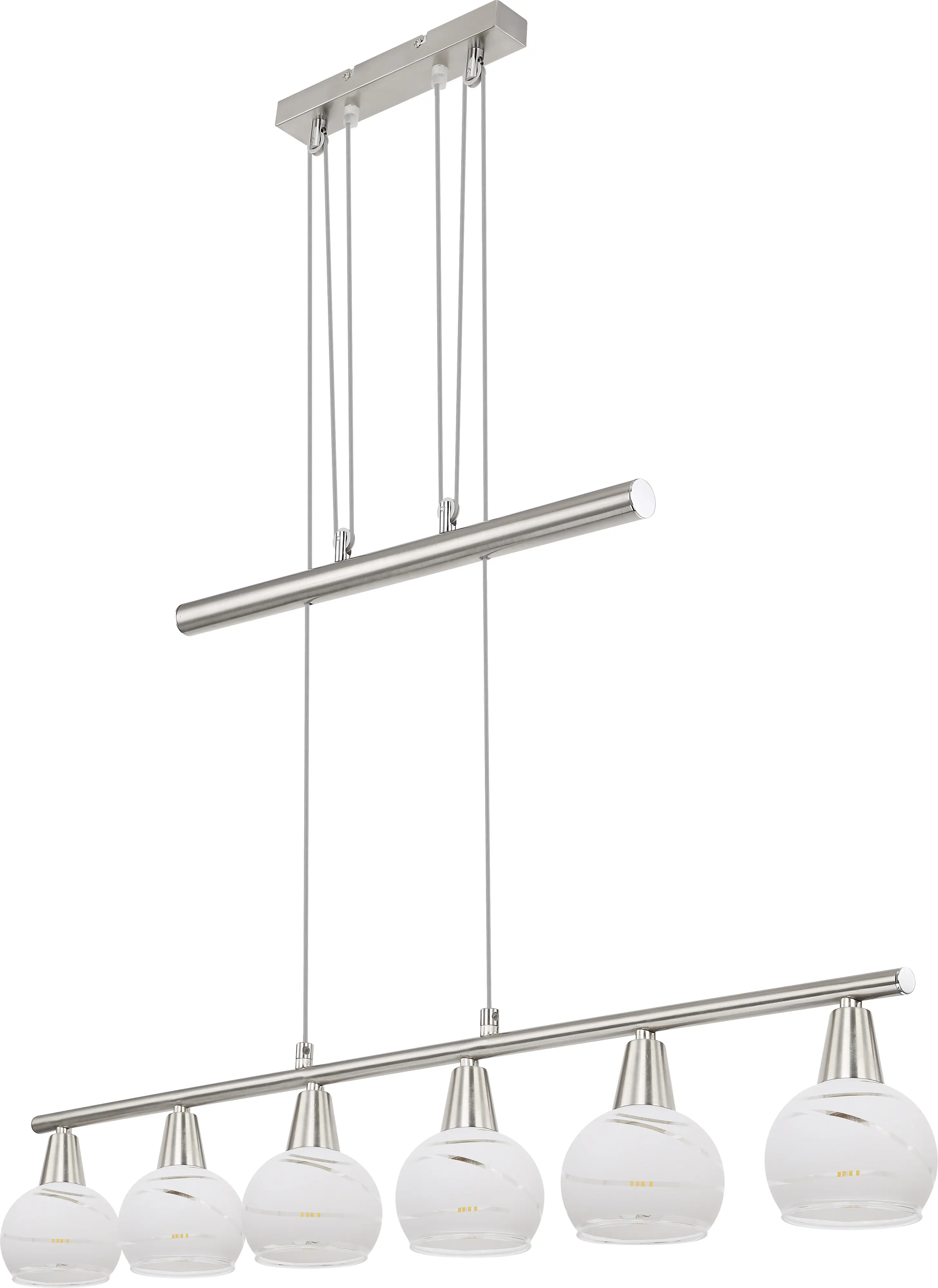Globo 6er Hängeleuchte Olli nickel-matt 90 x 9,8 cm E14 mit Leuchtmittel