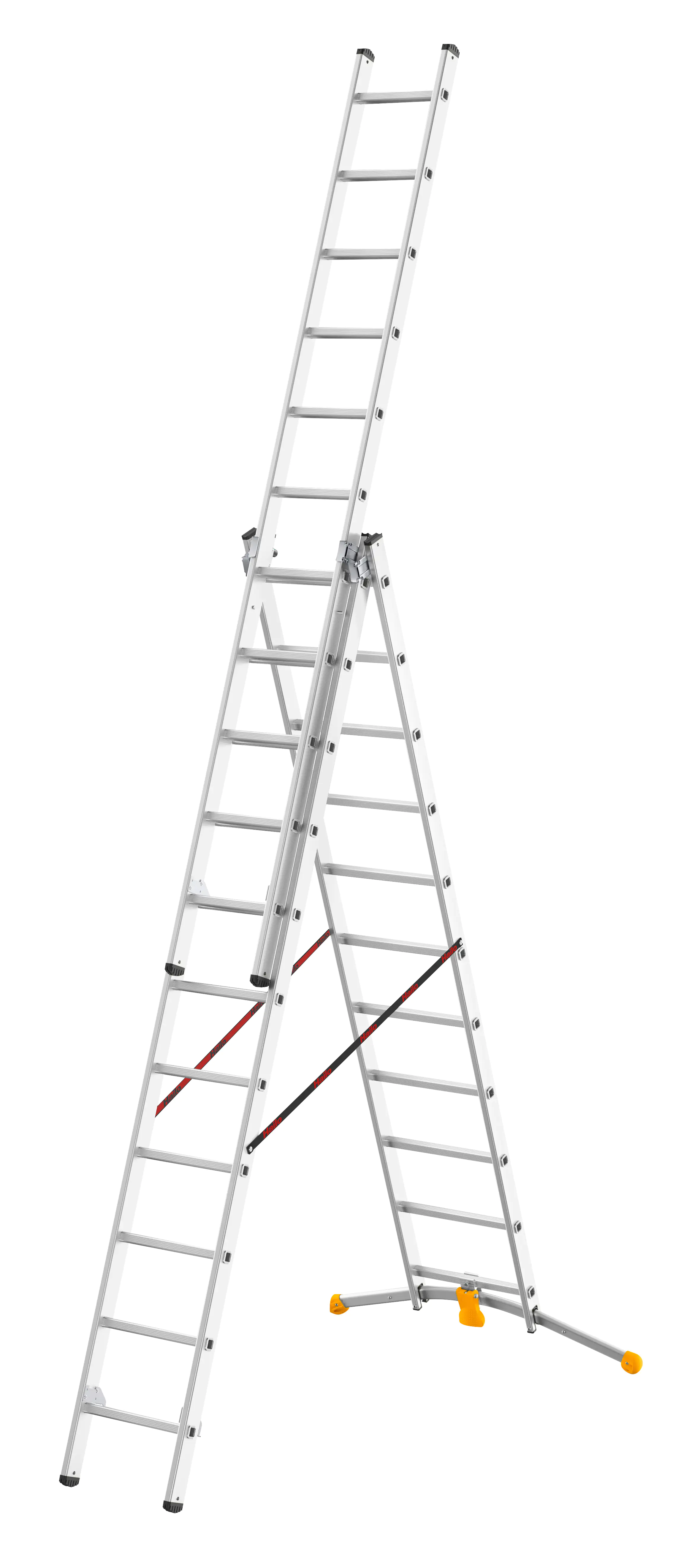 Hailo Mehrzweckleiter 3 x 11 Sprossen, Arbeitshöhe max. 6,80 m