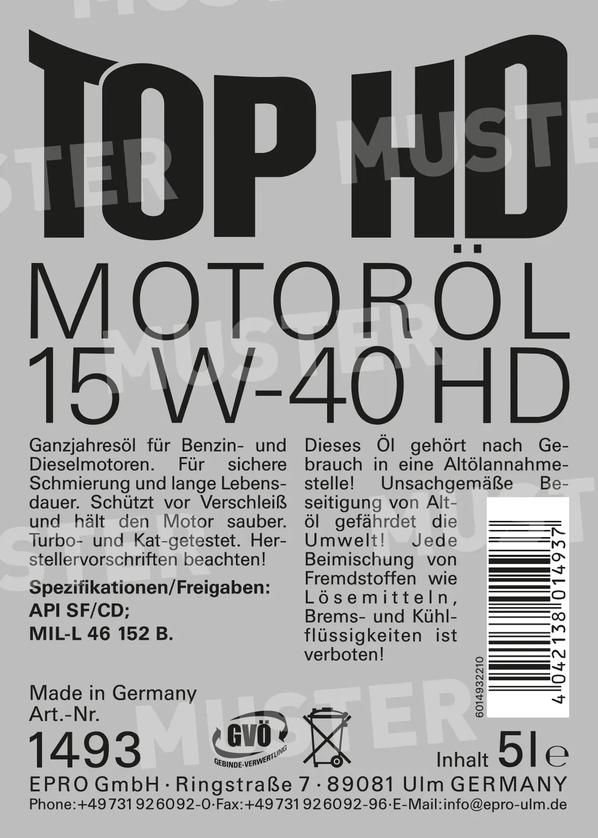 Motoröl Top HD 15W-40 5L