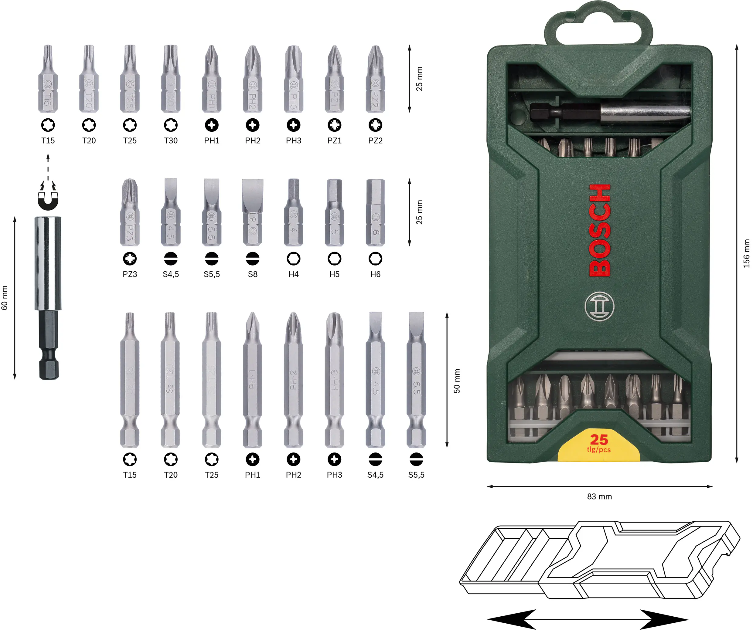 Bosch Schrauberbit-Set Mini-X-Line 25-teilig