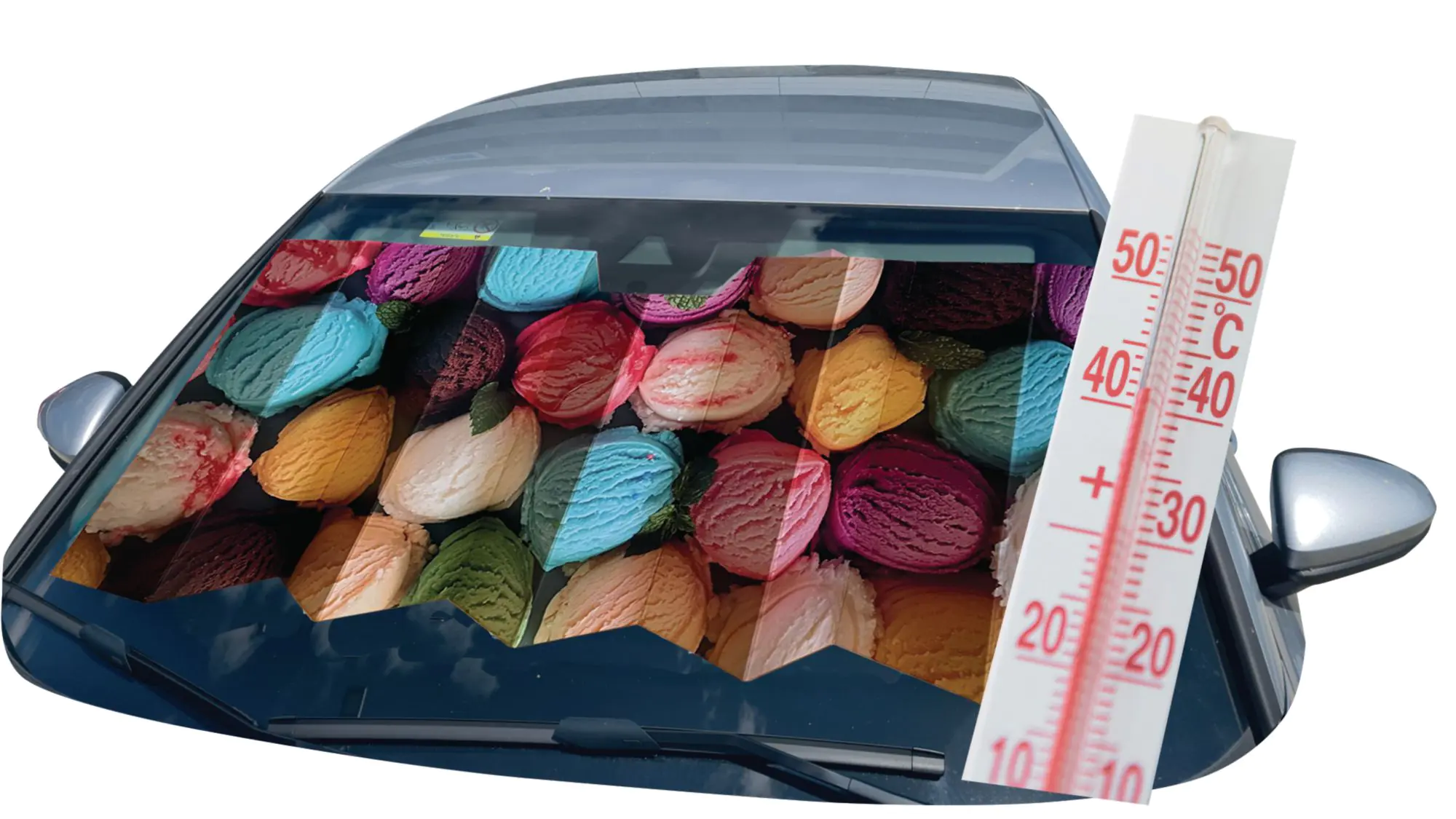 Cartrend Sonnenschutz faltbar Pappe mit Eiskugeln 130 x 60 cm Cartrend Sonnenschutz faltbar Pappe mit Eiskugeln 130 x 60 cm