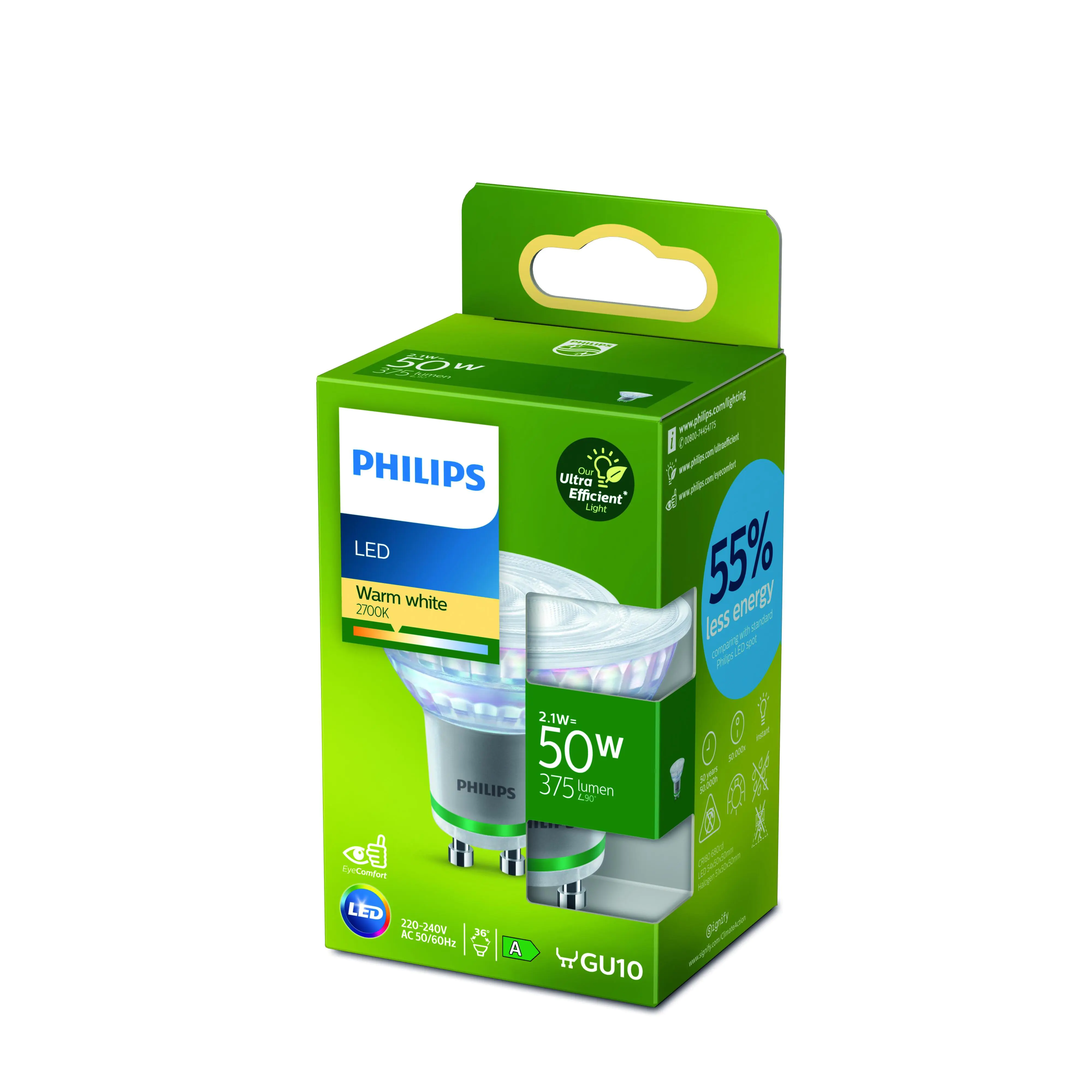 Philips LED-Leuchtmittel Spot PAR16 GU10 2,1W warmweiß