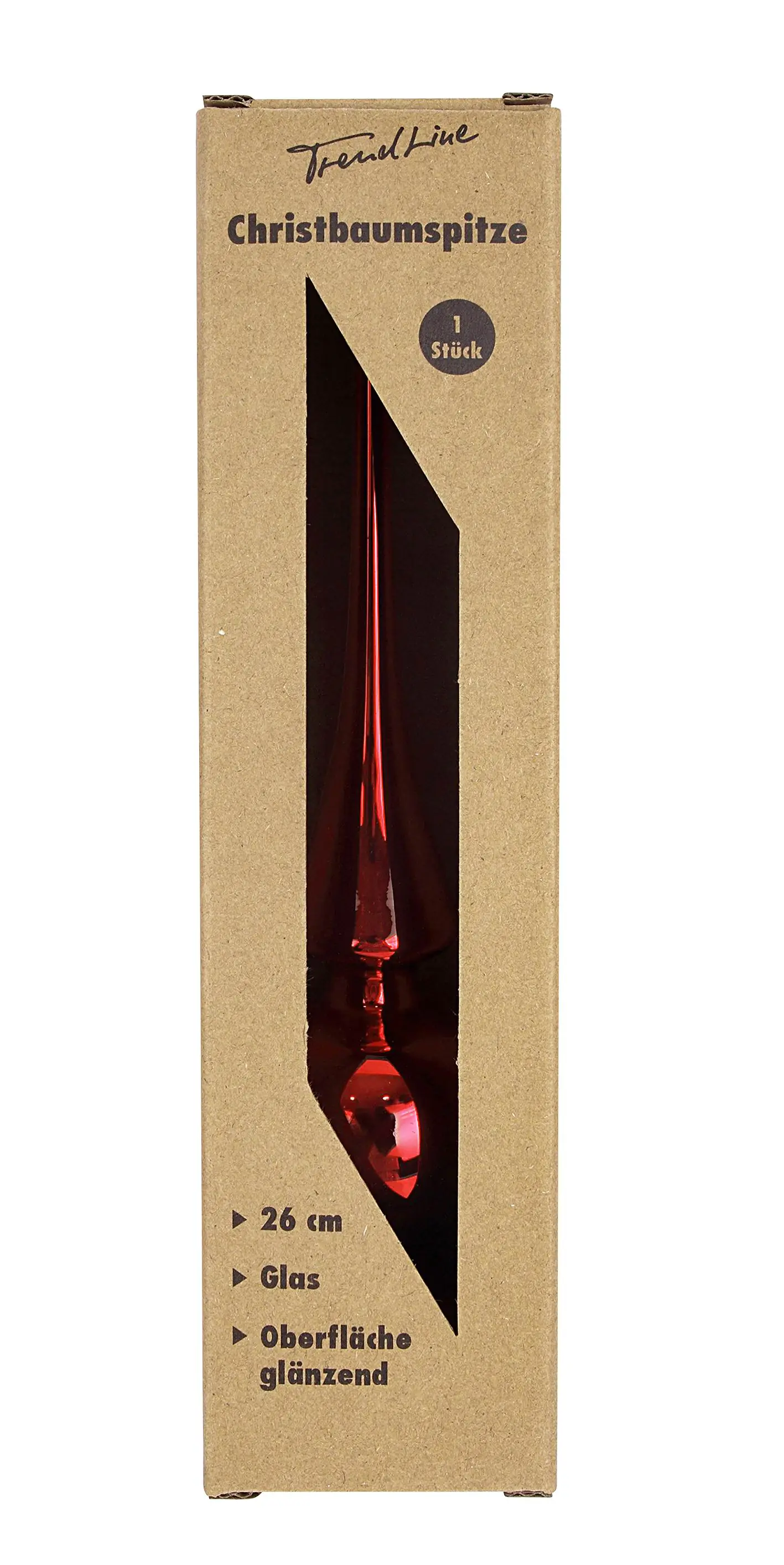 TrendLine Christbaumspitze aus Glas 26 cm rot glänzend