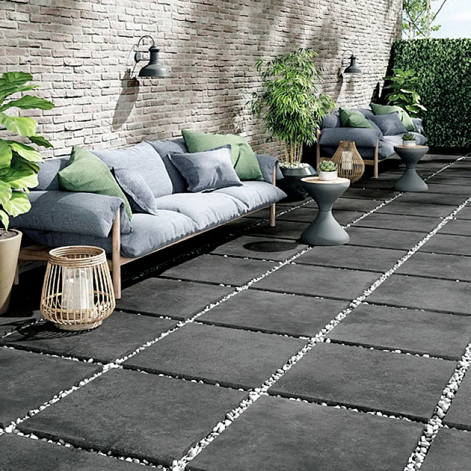 Terrassenplatte Feinsteinzeug Quarzo 60 x 60 x 2 cm anthrazit