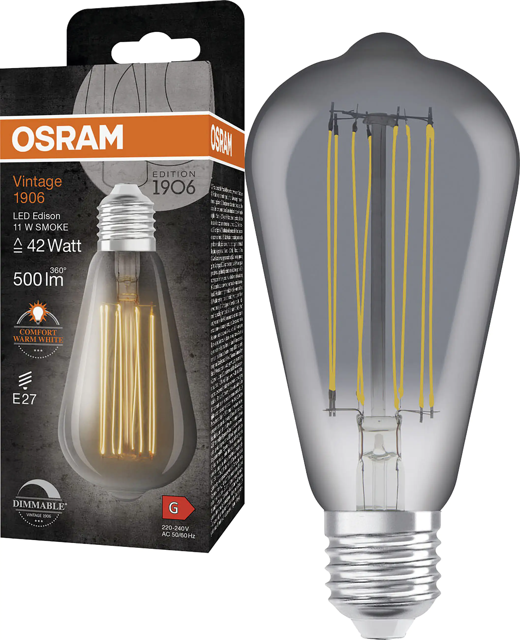 Osram LED Leuchtmittel Edison E27 11 W warmweiß rauch