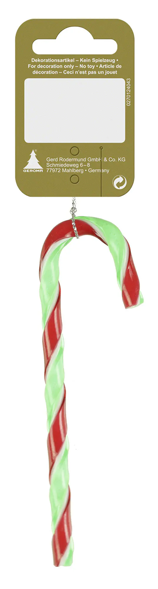 Weihnachtsanhänger Zuckerstange aus Kunststoff 12 cm bunt 1 Stück