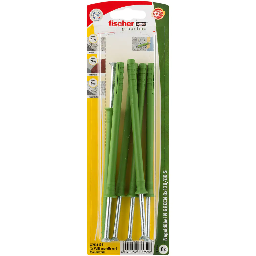 Fischer Nageldübel N green 8.0 x 120 mm - 6 Stück