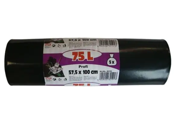 Bauschuttsäcke 75 L ca. 100 my, schwarz 575 x 1000 mm, LDPE, 5 Stück/Rolle Bauschuttsäcke 75 L ca. 100 my, schwarz 575 x 1000 mm, LDPE, 5 Stück/Rolle