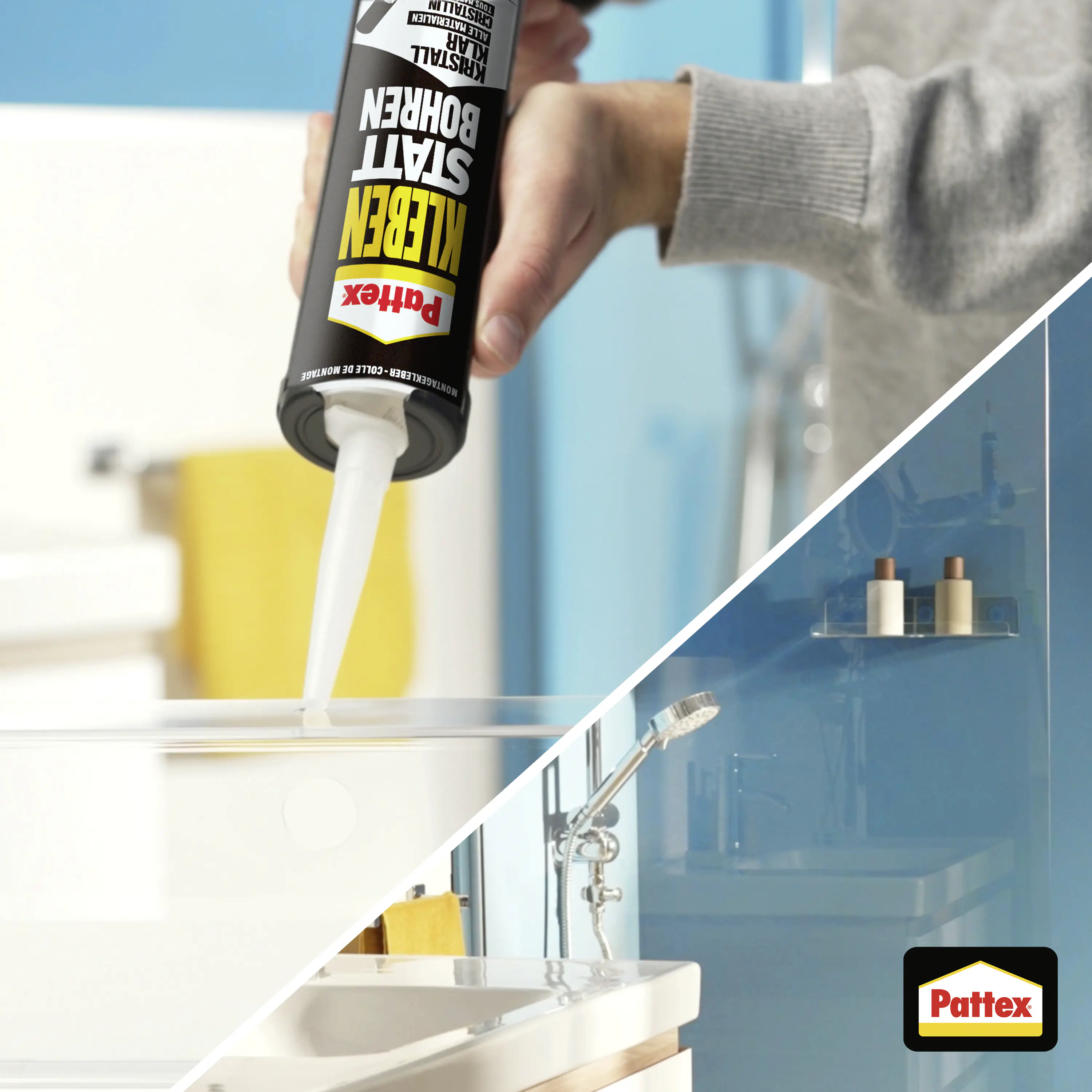 Pattex Montagekleber Kleben statt Bohren Kristallklar 290 g Kartusche, transparent