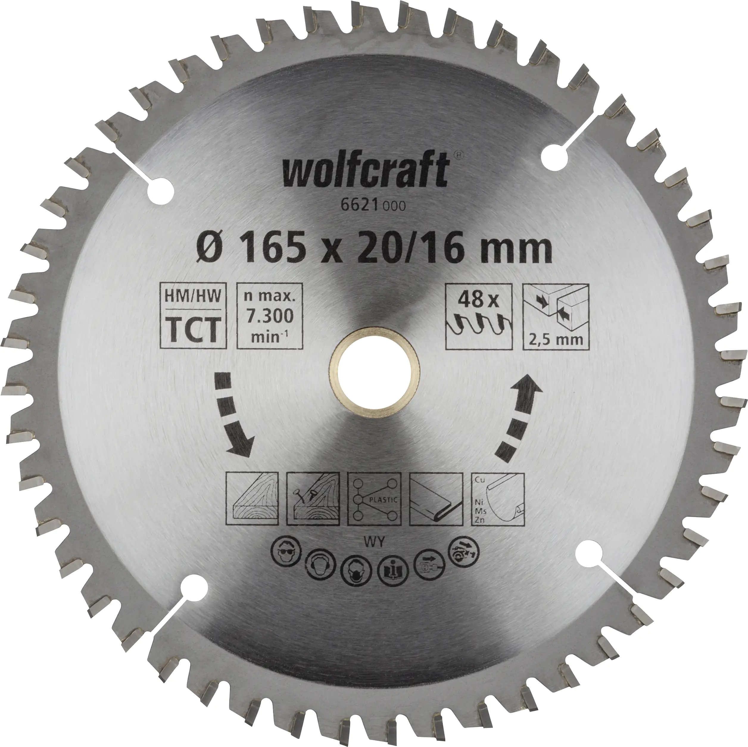 Wolfcraft Kreissägeblatt 165 x 20 mm 48 Zähne Chrom Vanadium Wolfcraft Kreissägeblatt 165 x 20 mm 48 Zähne Chrom Vanadium