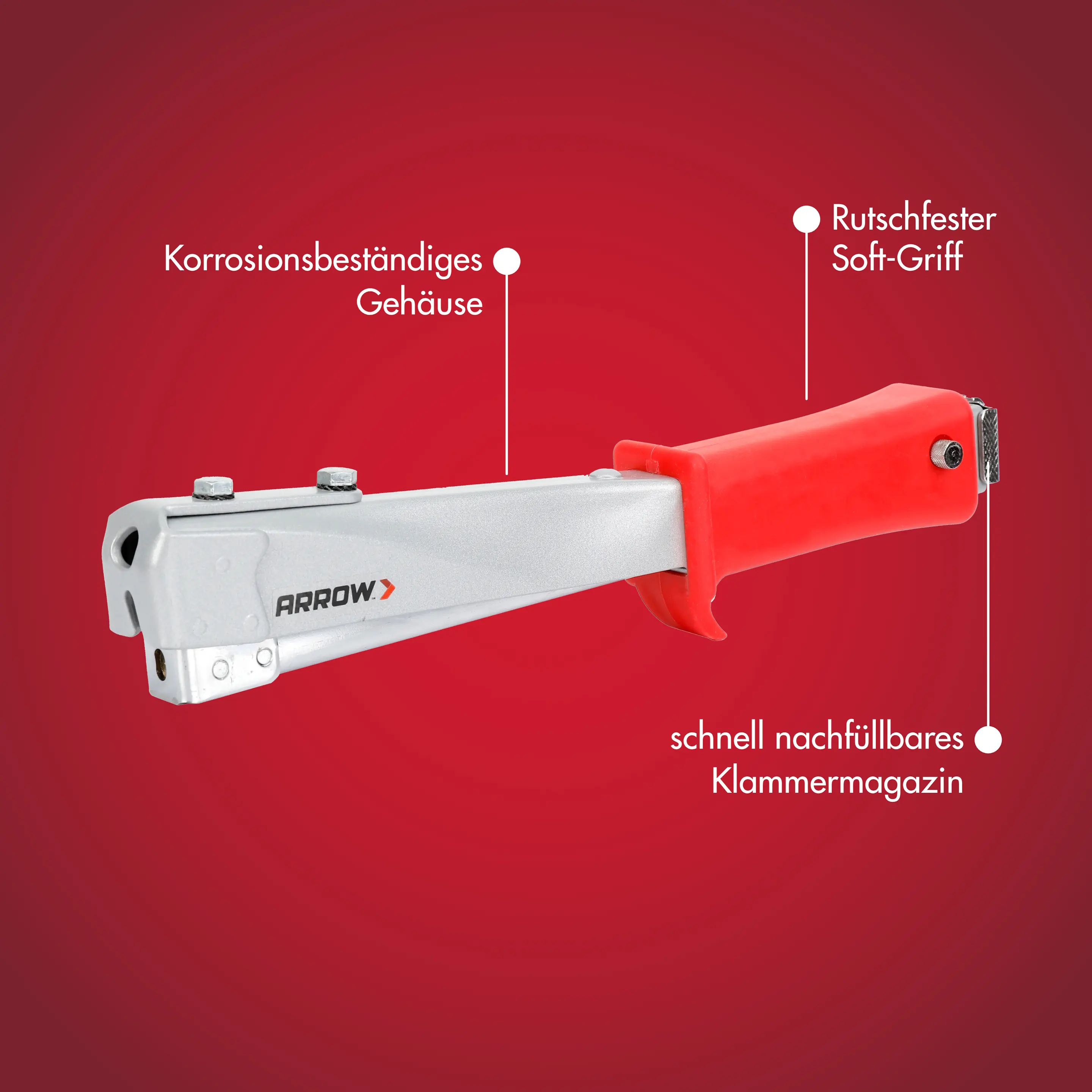 Arrow Hammertacker HT55 kompatibel mit Flachdrahtklammern 6-10 mm Typ T50