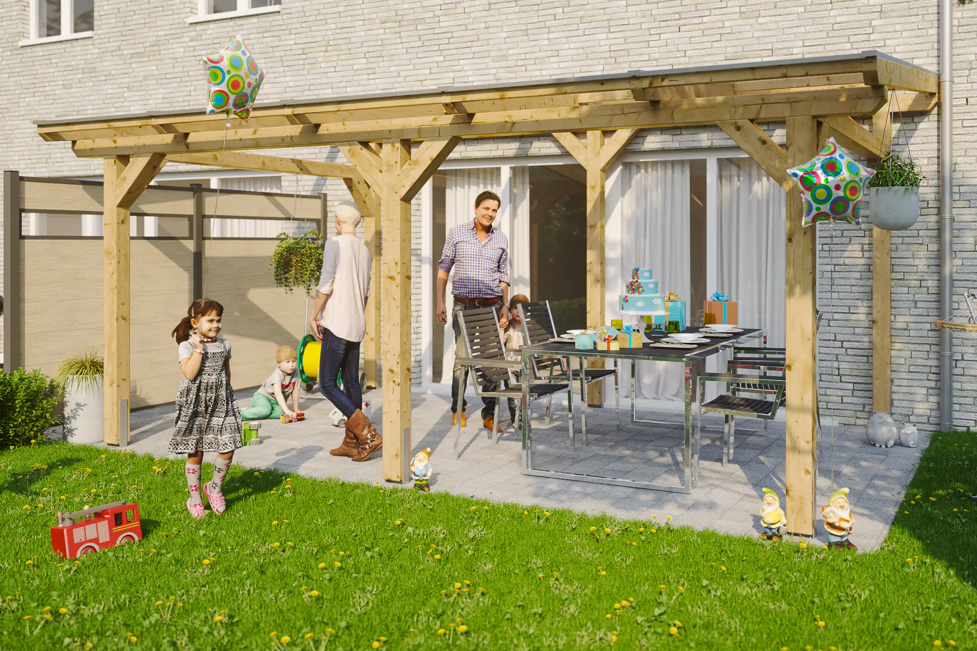 SKAN HOLZ Terrassenüberdachung Siena 541 x 300 cm, Leimholz, natur