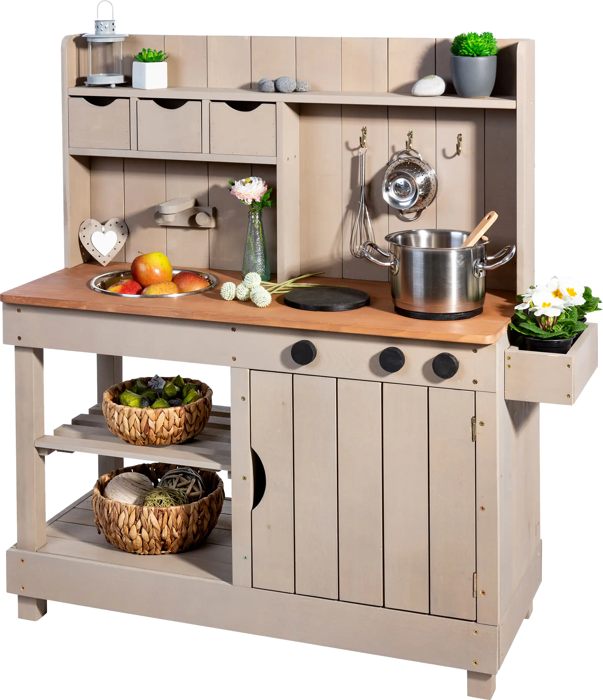 4047895800045_01 Muddy Buddy Matschküche Explorer warmgrau 102 x 40 x 105 cm