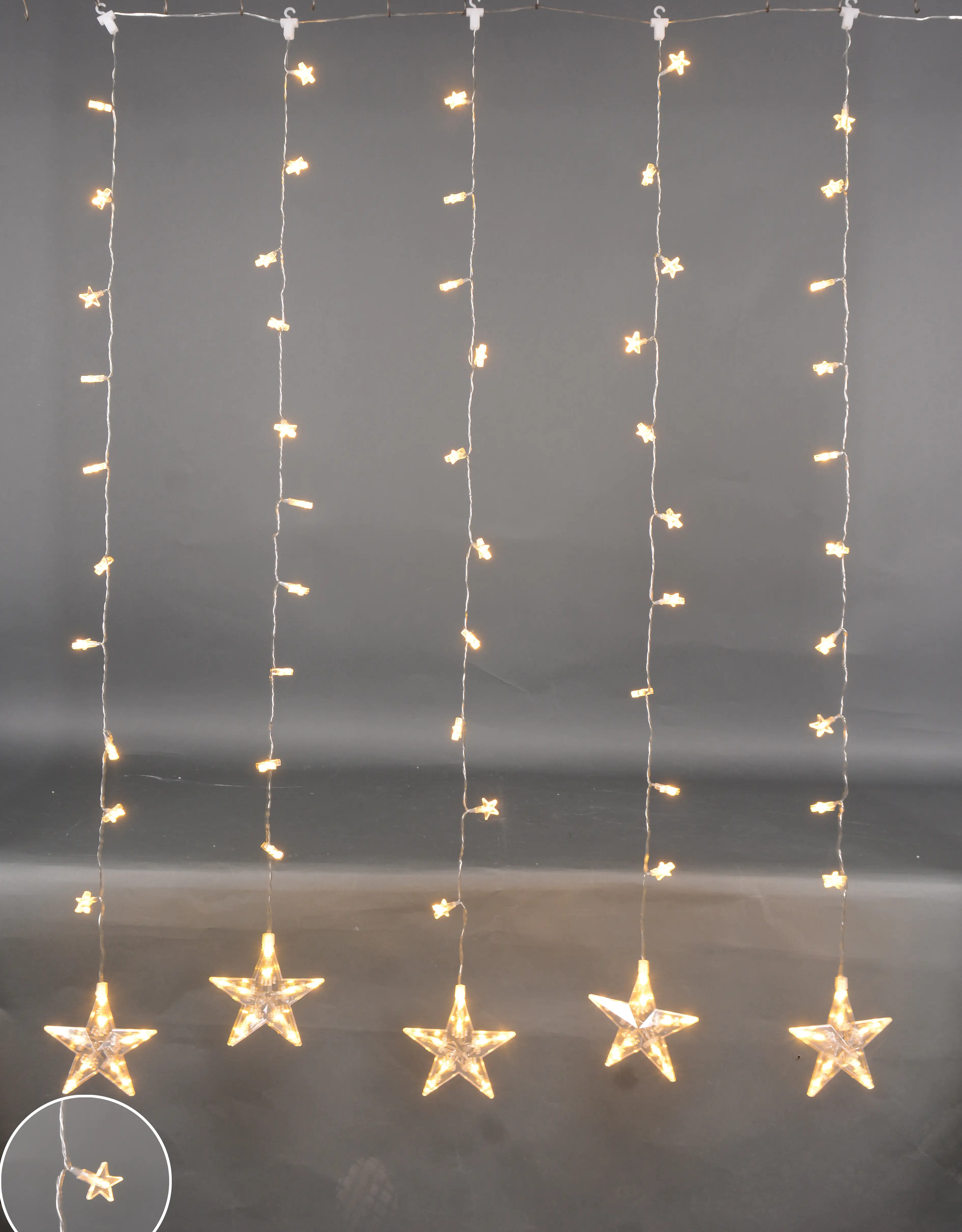 2076601405719 TrendLine LED Lichtervorhang Sterne 2,0 x 1,5 m warmweiß mit Timer